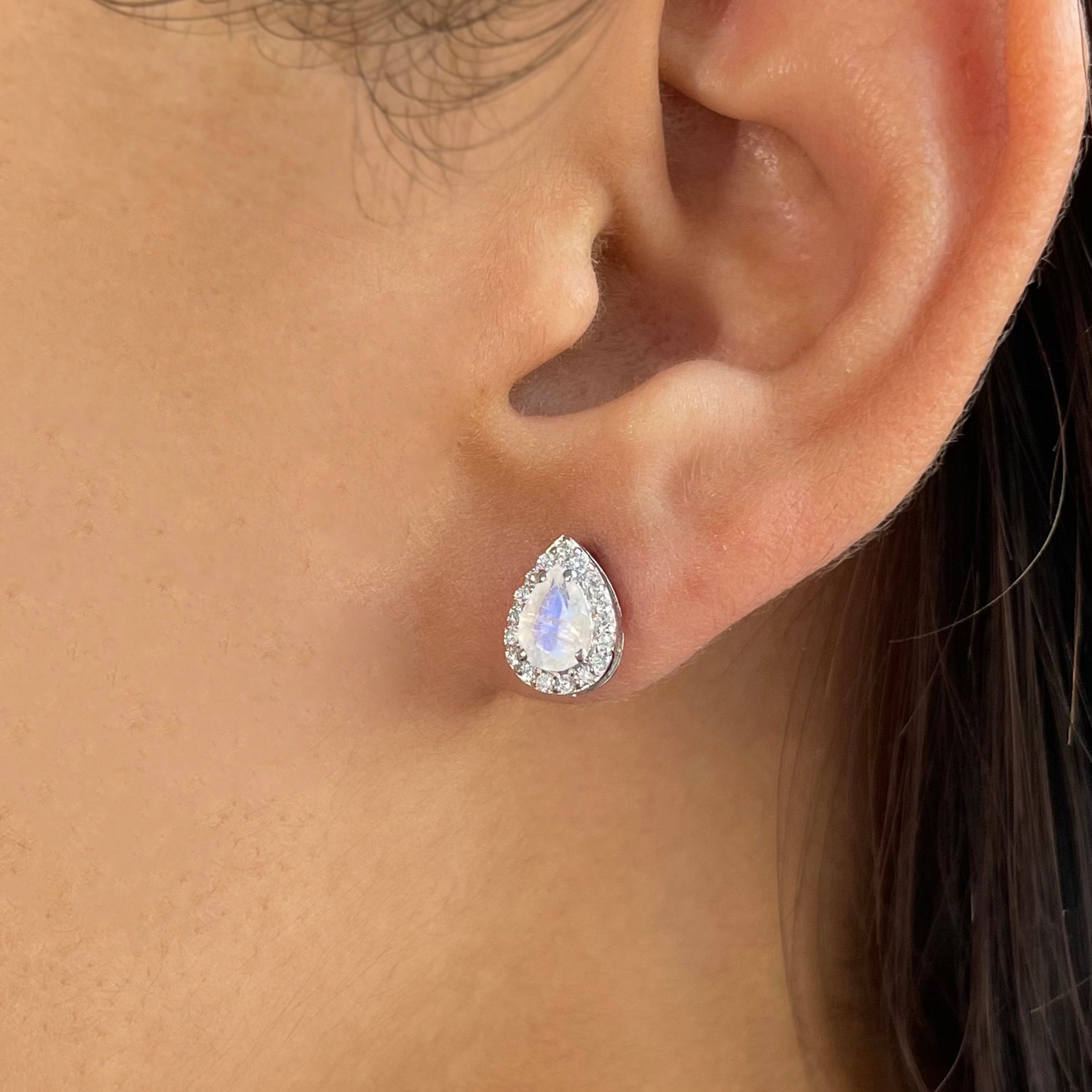 Moonstone & White Topaz Stud Earring-(RBM-RE-52.)