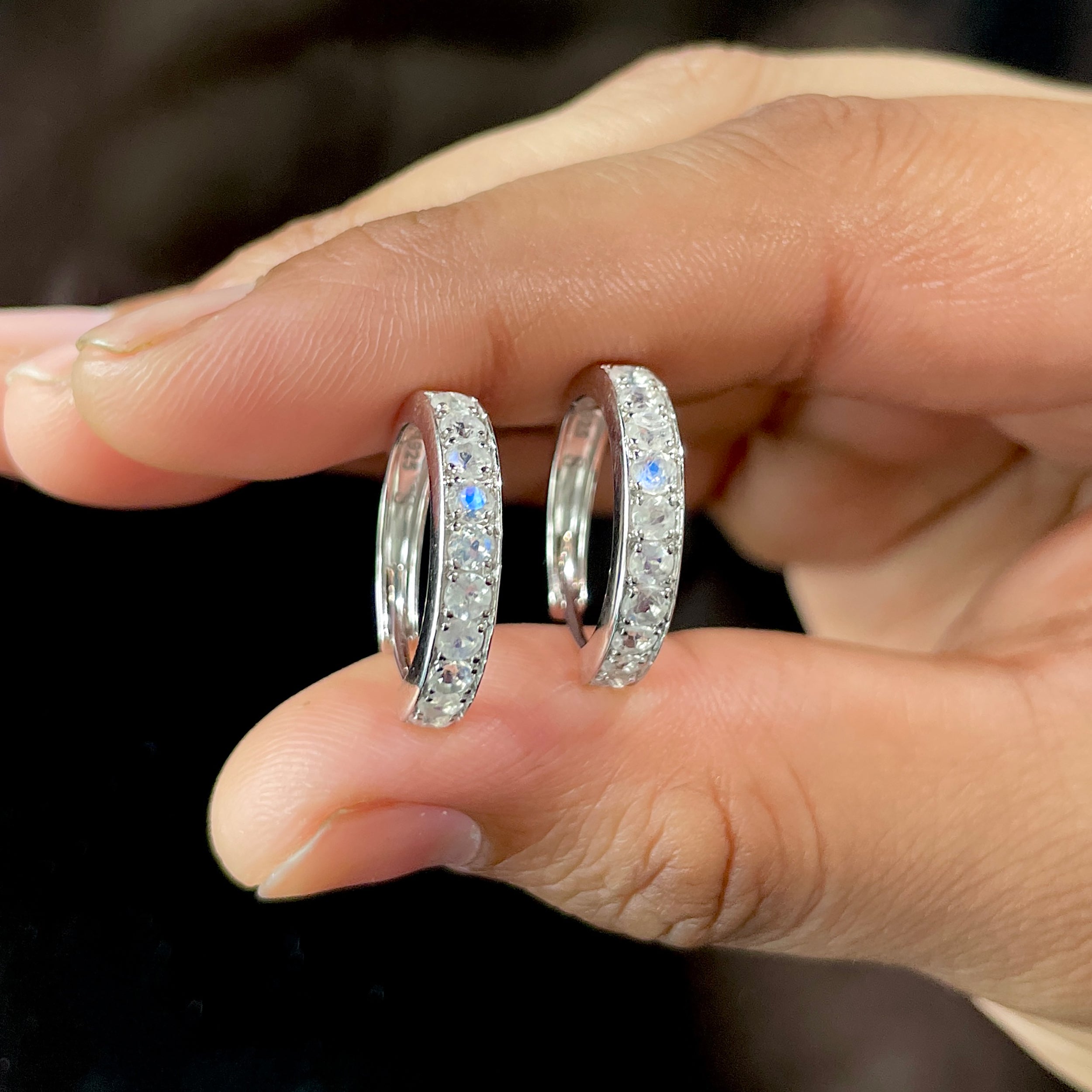 Moonstone Hoop Earring-(RBM-RDE-970.)