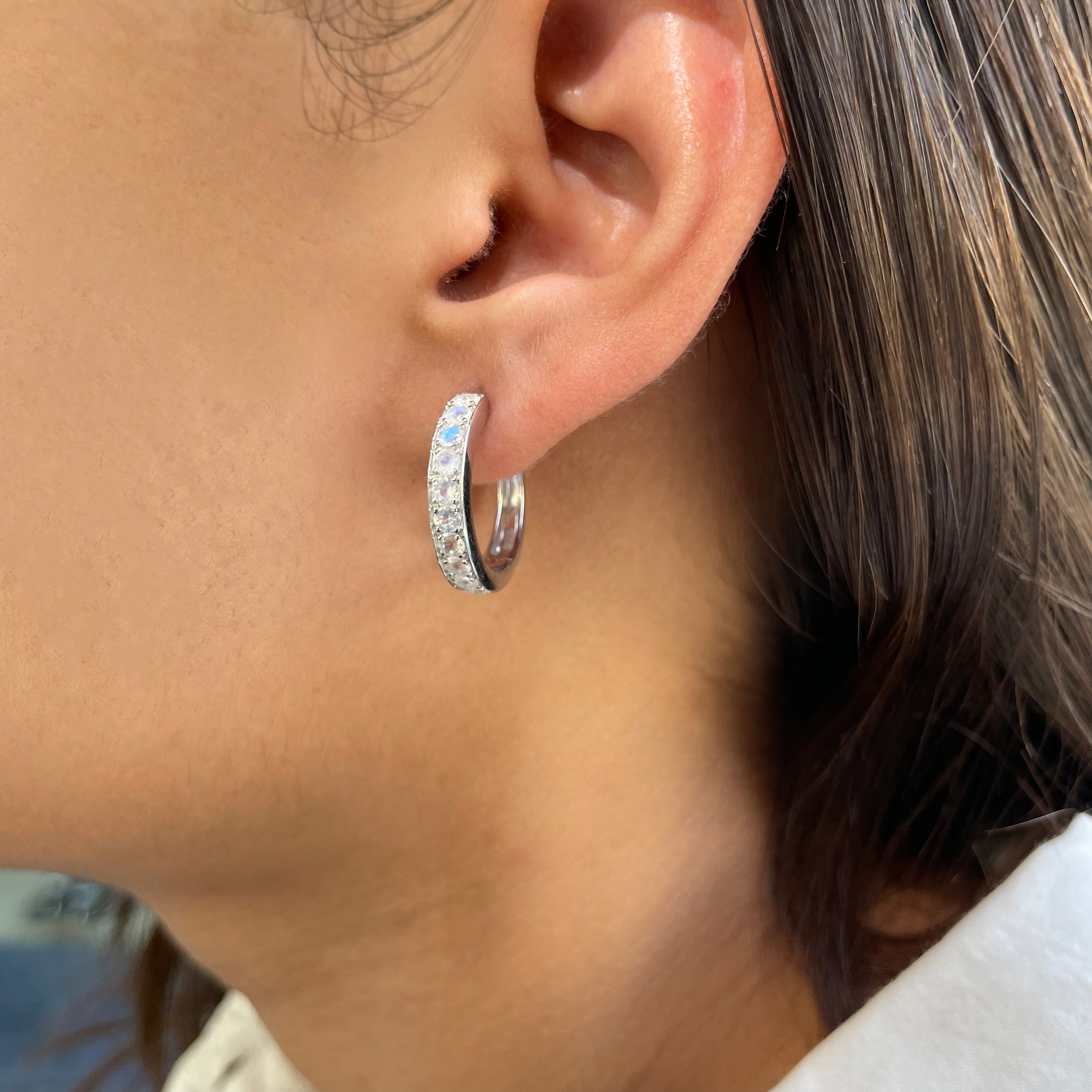 Moonstone Hoop Earring-(RBM-RDE-970.)