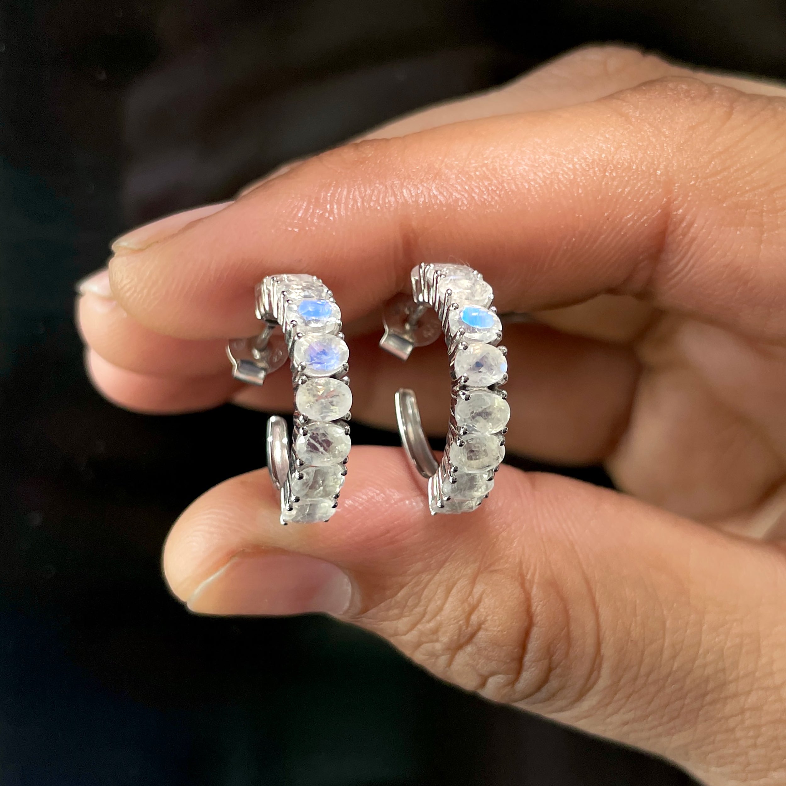 Moonstone Hoop Earring-(RBM-RDE-975.)