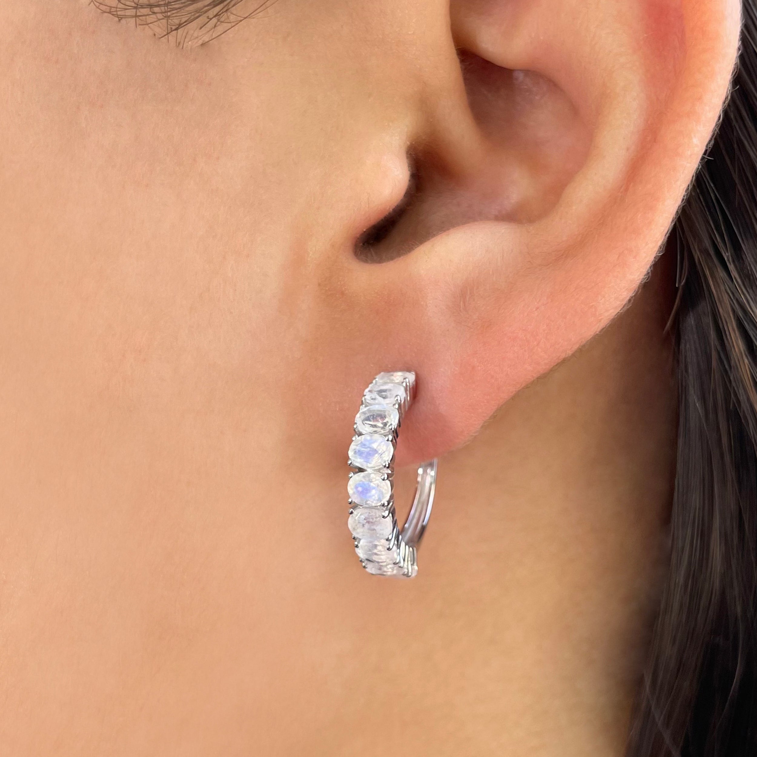 Moonstone Hoop Earring-(RBM-RDE-975.)