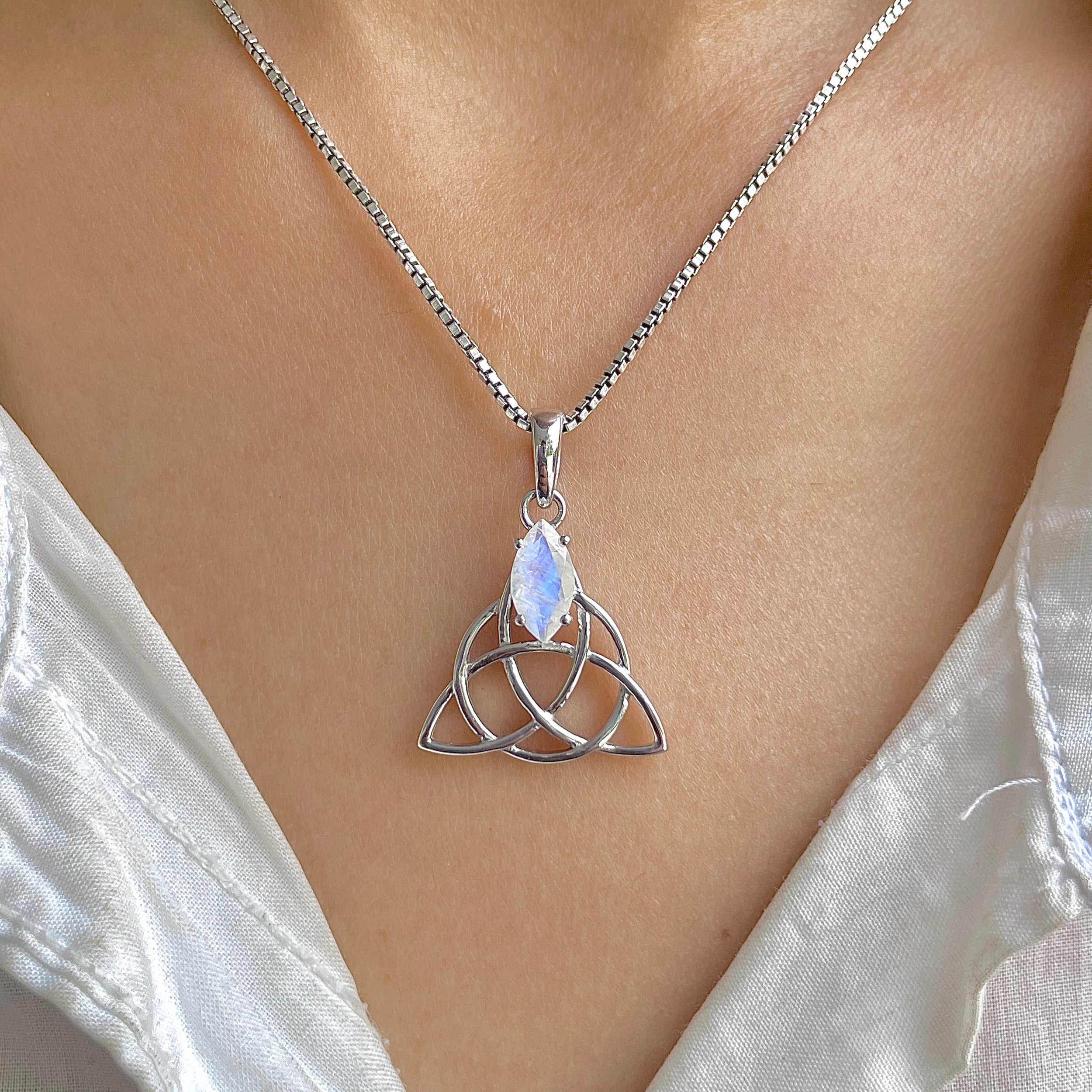 Moonstone Triquetra Pendant-(RBM-RDN-161.)
