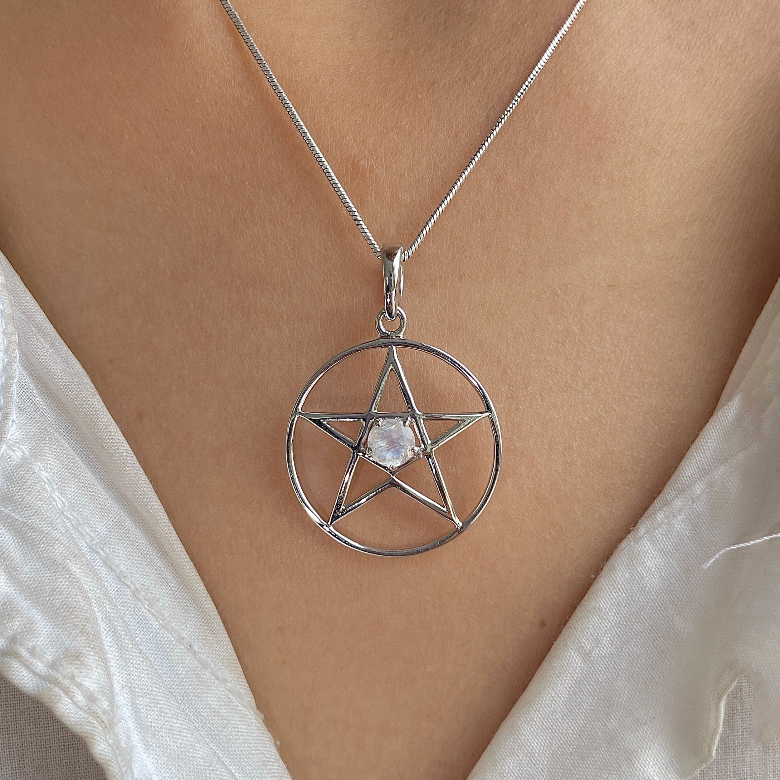 Moonstone Pentacle Pendant-(RBM-RDN-171.)
