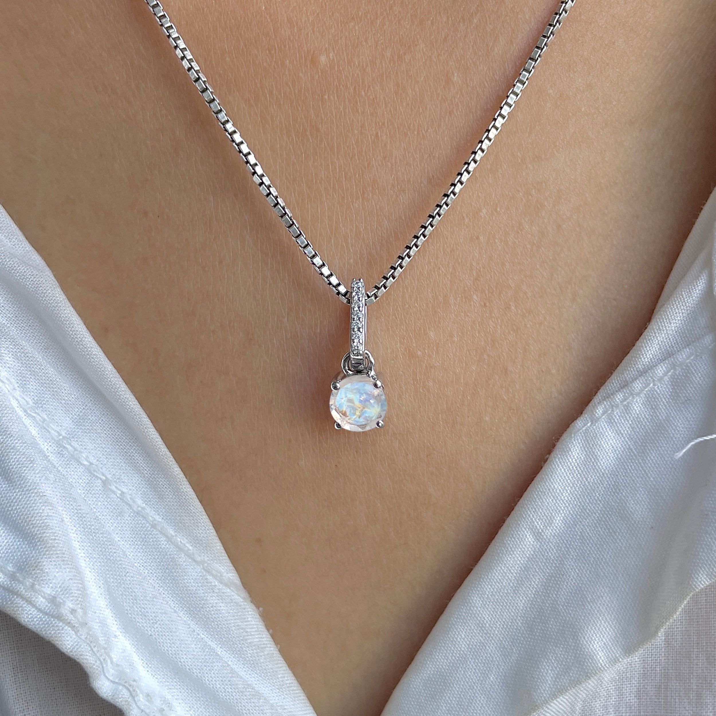 Moonstone & White Topaz Pendant-(RBM-RDP-549.)