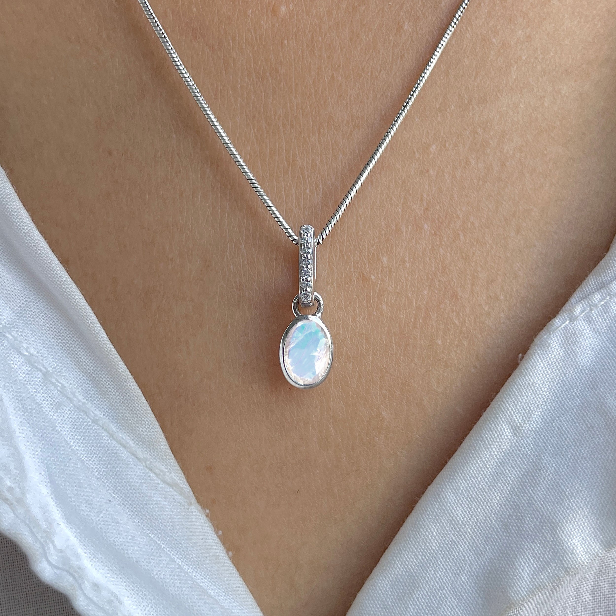 Moonstone & White Topaz Pendant-(RBM-RDP-780.)