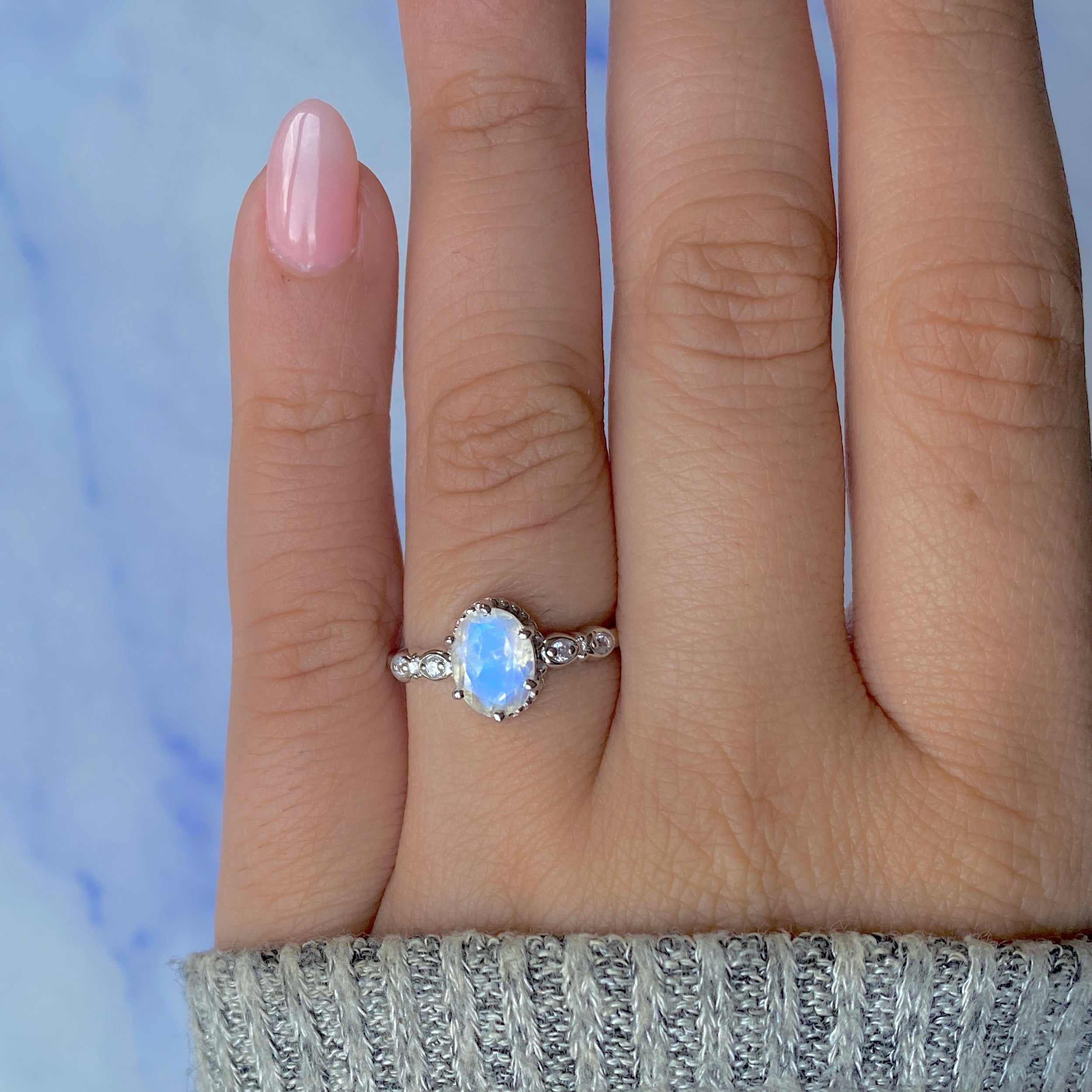 Moonstone & White Topaz Ring-(RBM-RDR-2182.)