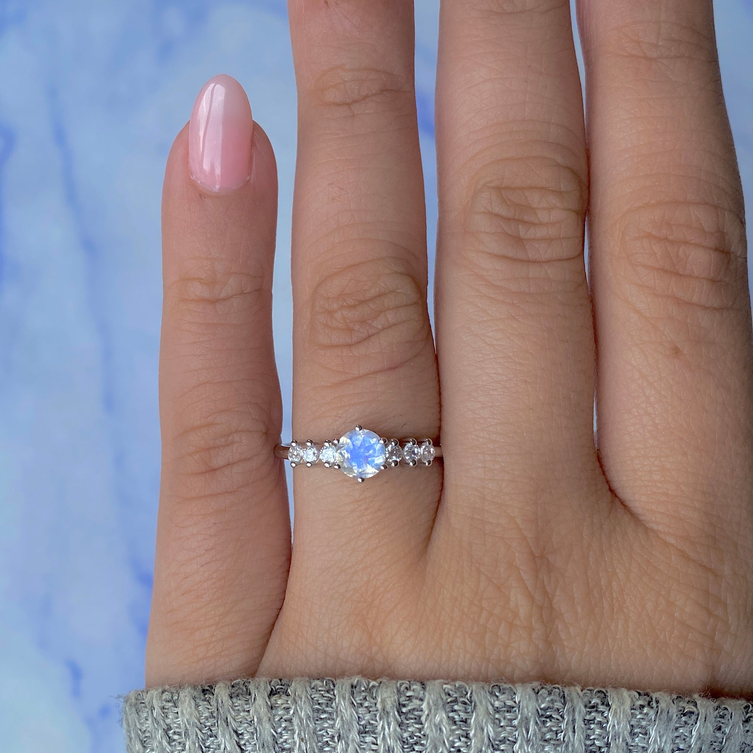 Moonstone & White Topaz Ring-(RBM-RDR-2259.)