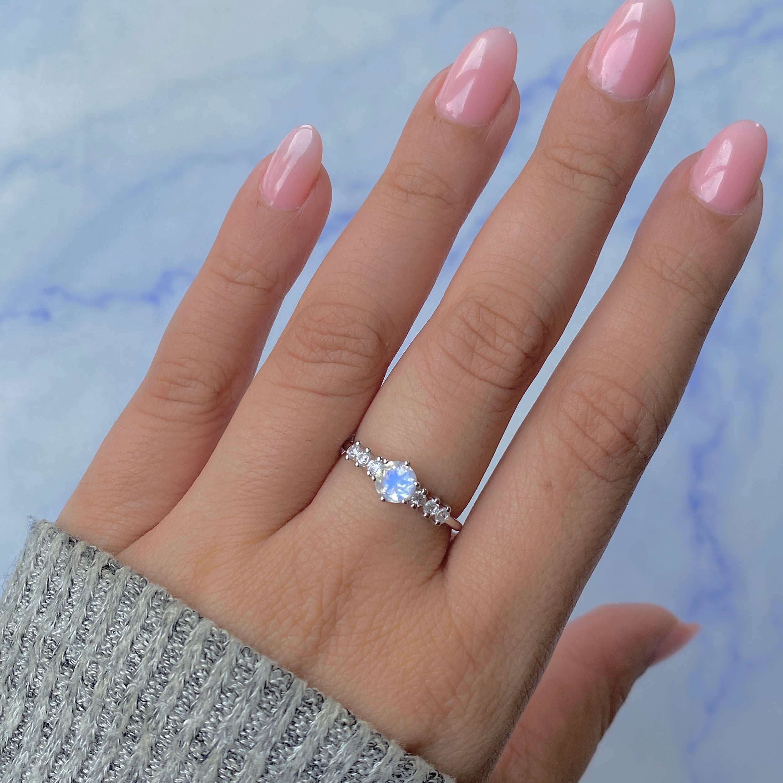 Moonstone & White Topaz Ring-(RBM-RDR-2259.)