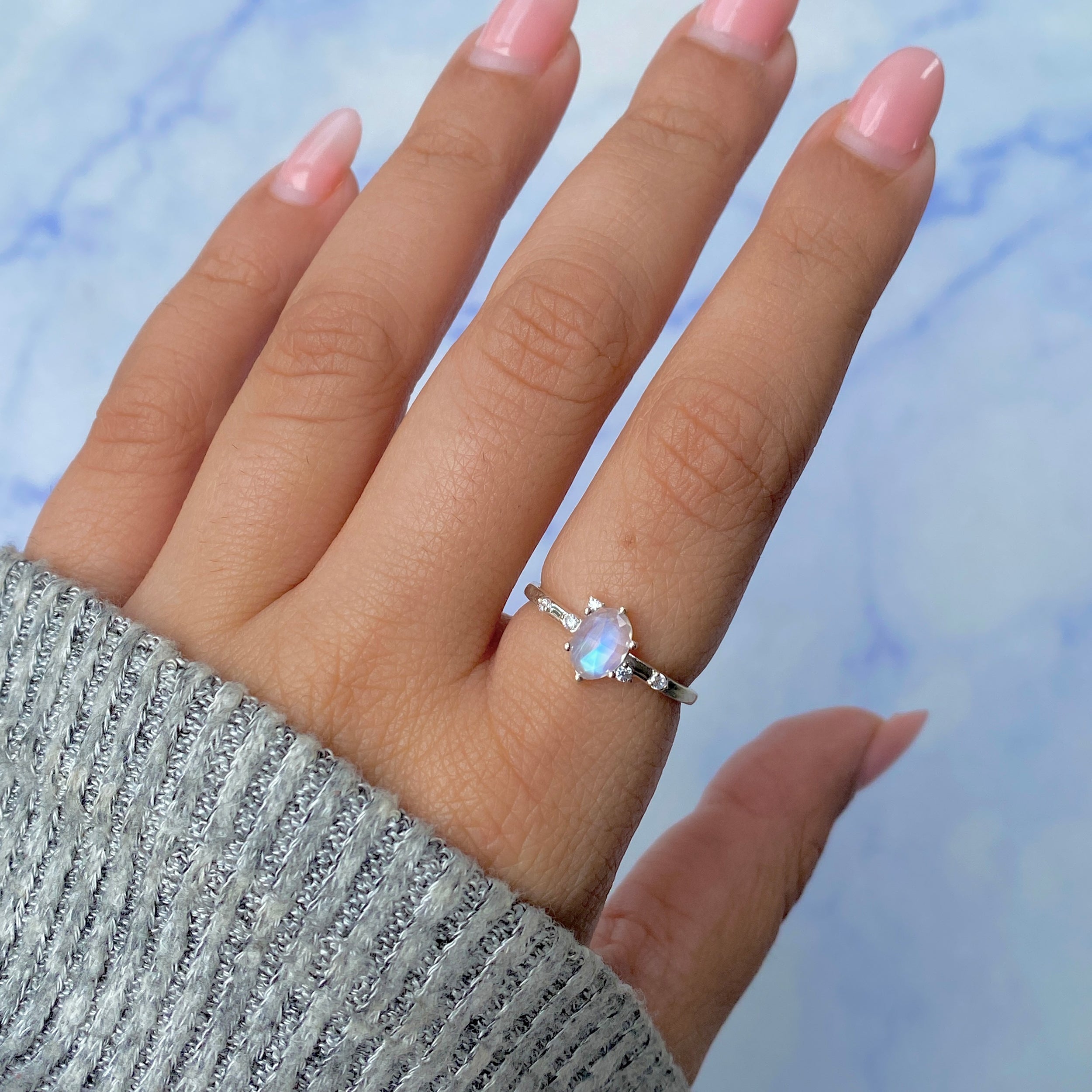 Moonstone & White Topaz Ring-(RBM-RDR-2273.)