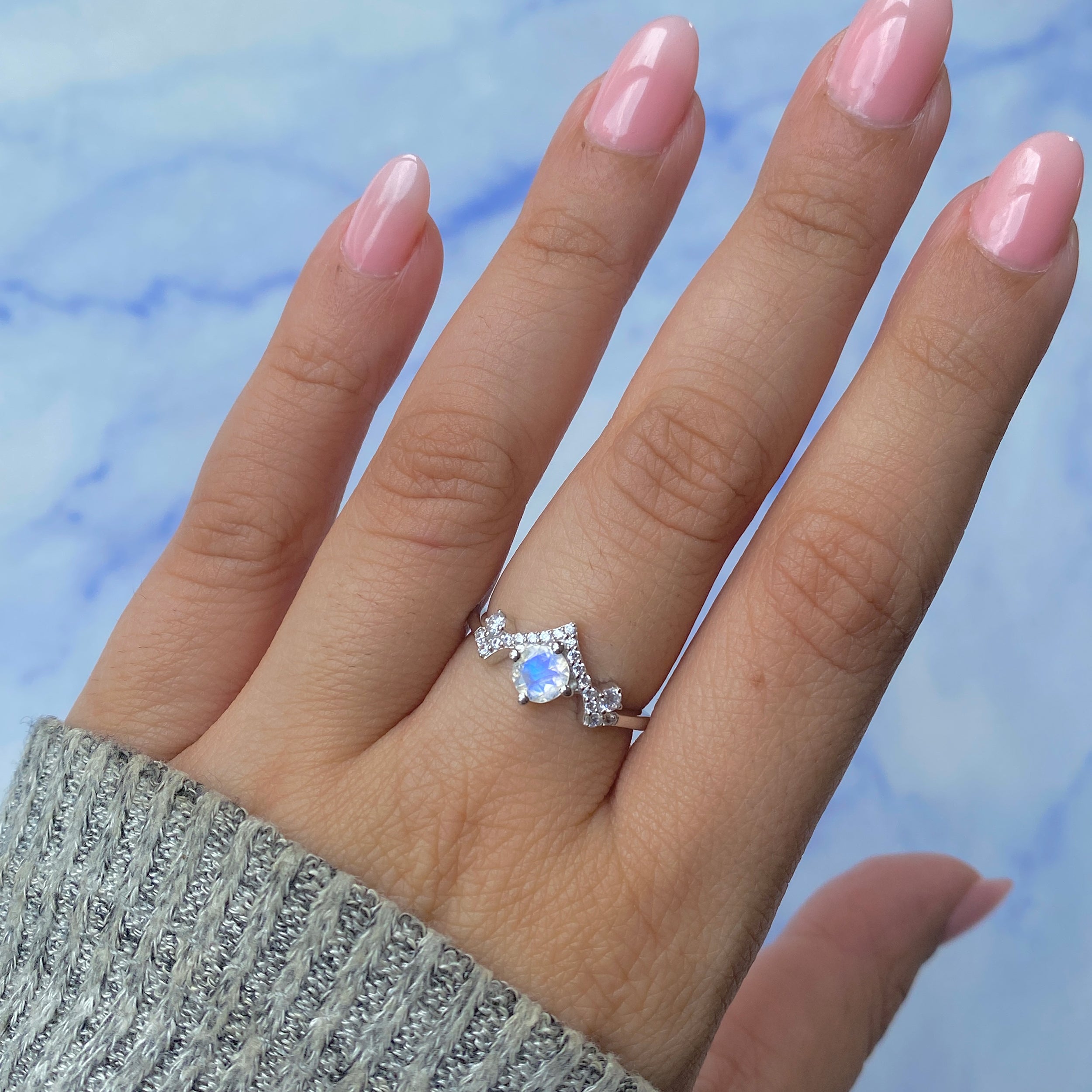 Moonstone & White Topaz Ring-(RBM-RDR-2296.)