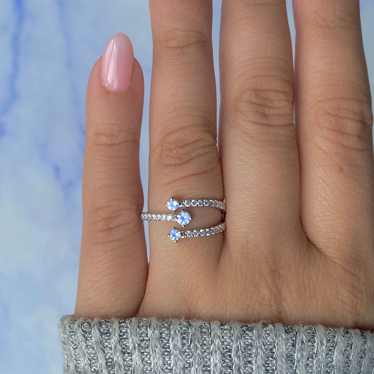 Moonstone & White Topaz Ring-(RBM-RDR-2520.)