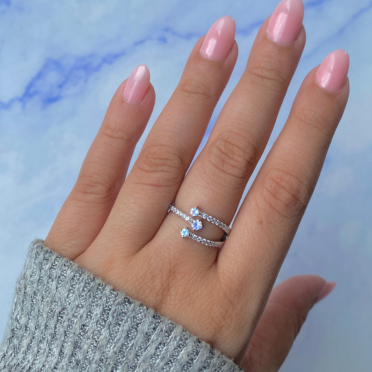 Moonstone & White Topaz Ring-(RBM-RDR-2520.)
