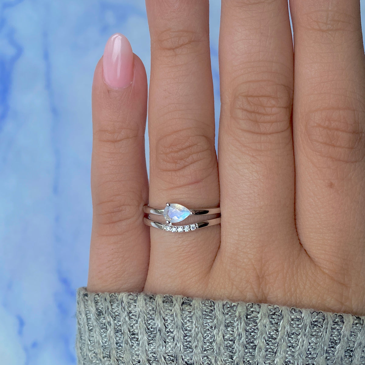 Moonstone & White Topaz Ring-(RBM-RDR-2862.)