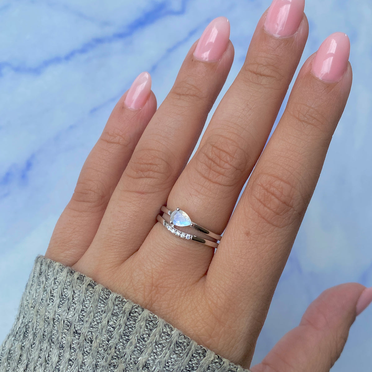 Moonstone & White Topaz Ring-(RBM-RDR-2862.)