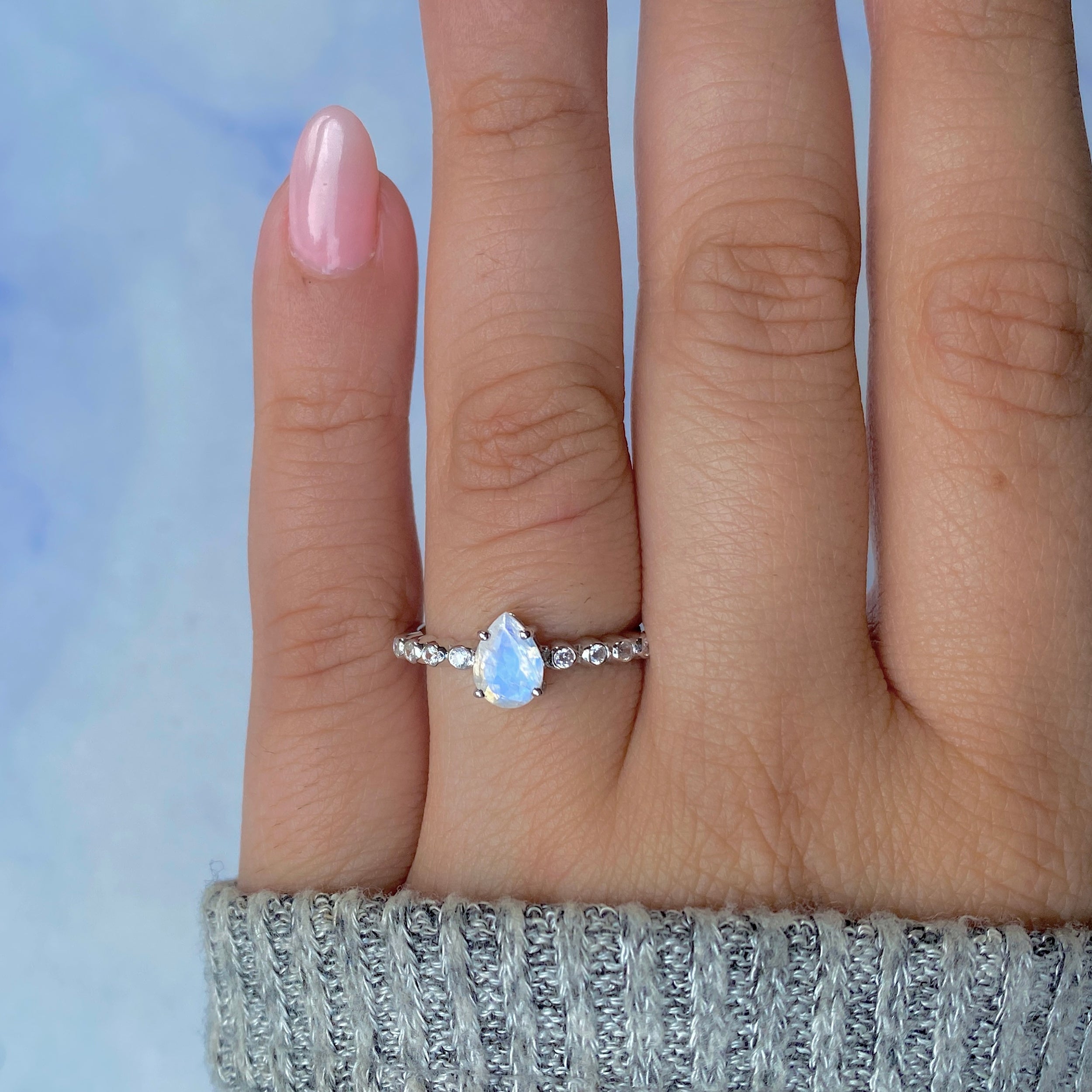 Moonstone & White Topaz Ring-(RBM-RR-419D.)