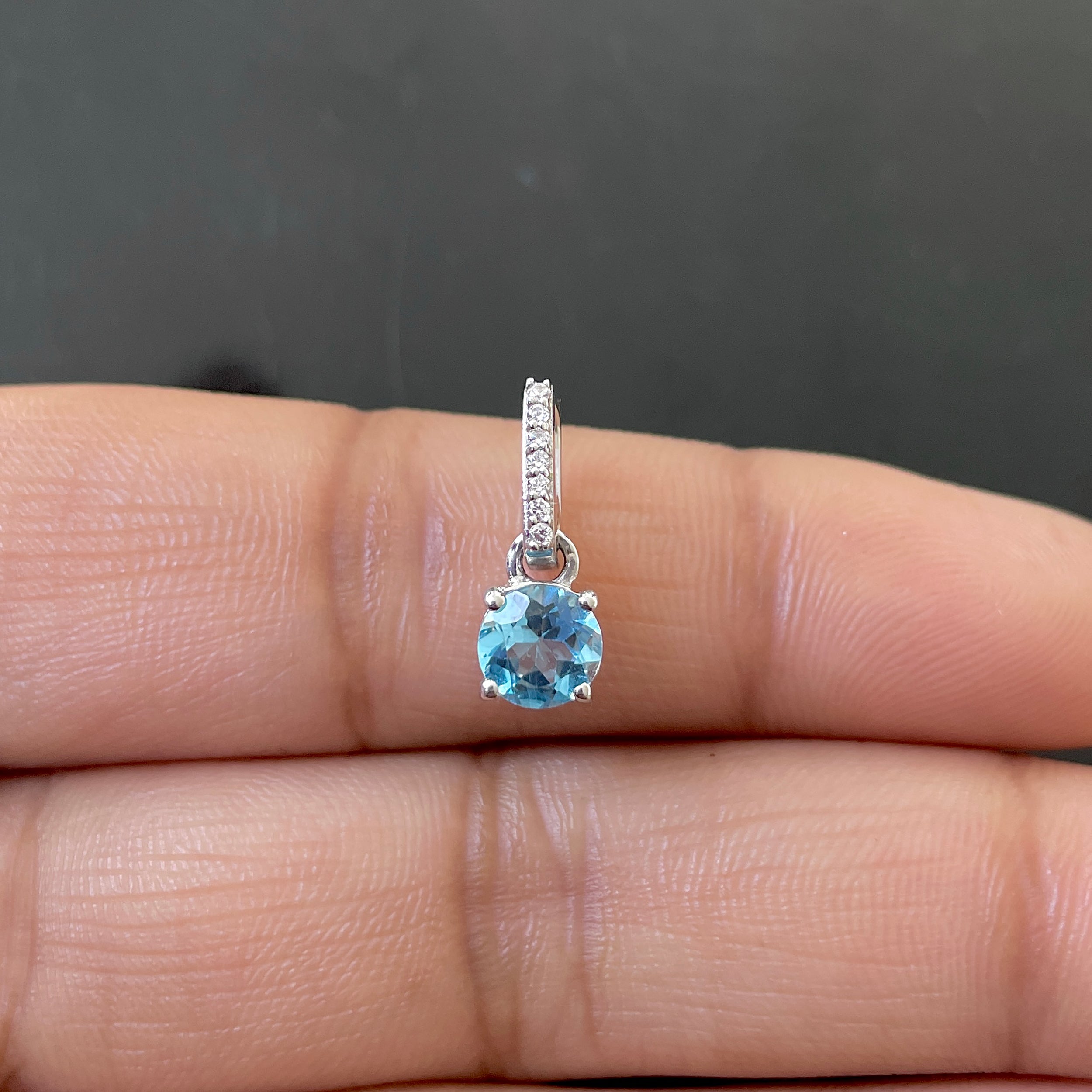 Swiss Blue Topaz & White Topaz Pendant-(SBTZ-RDP-549.)
