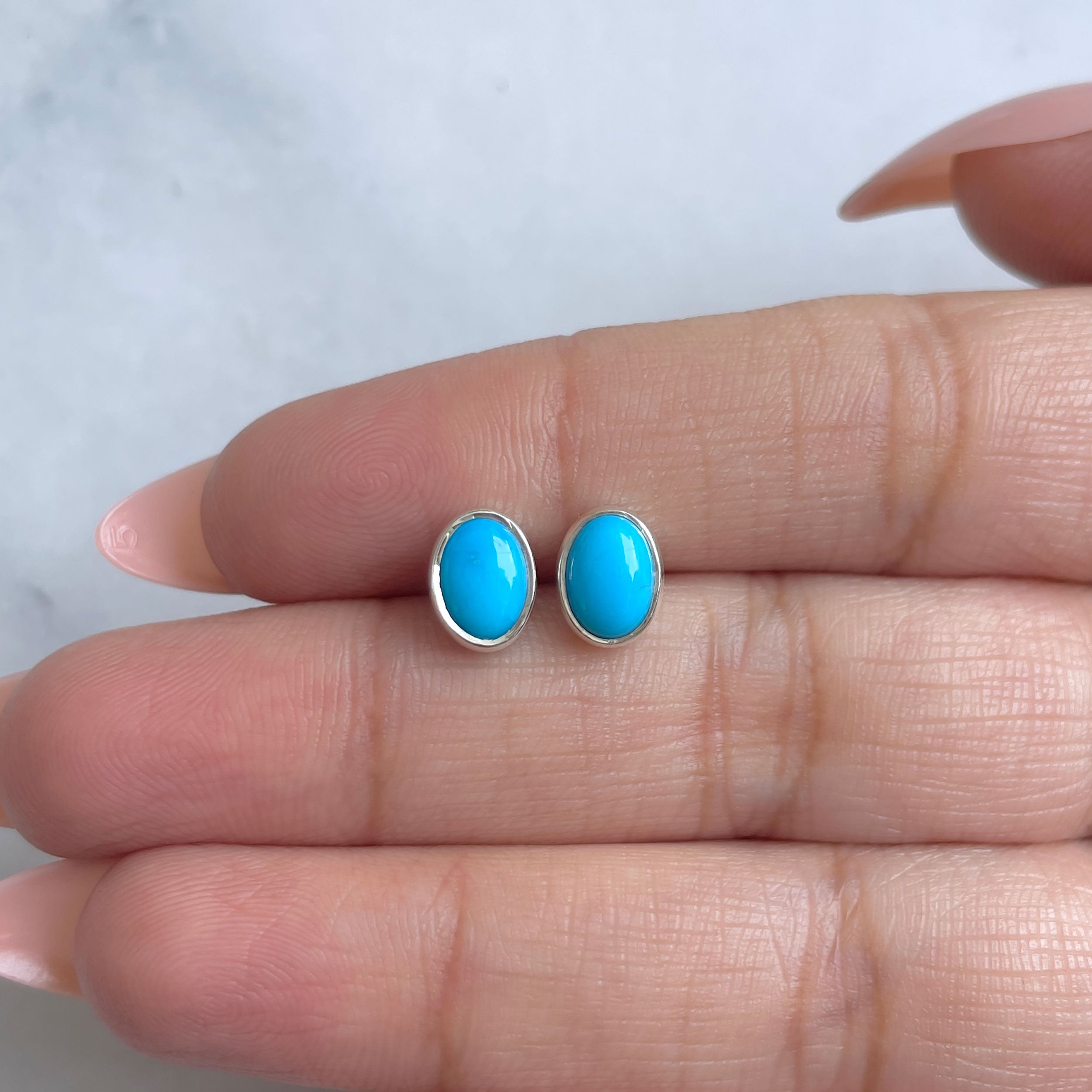 Turquoise Stud Earring-(TRQ-RDE-1113.)