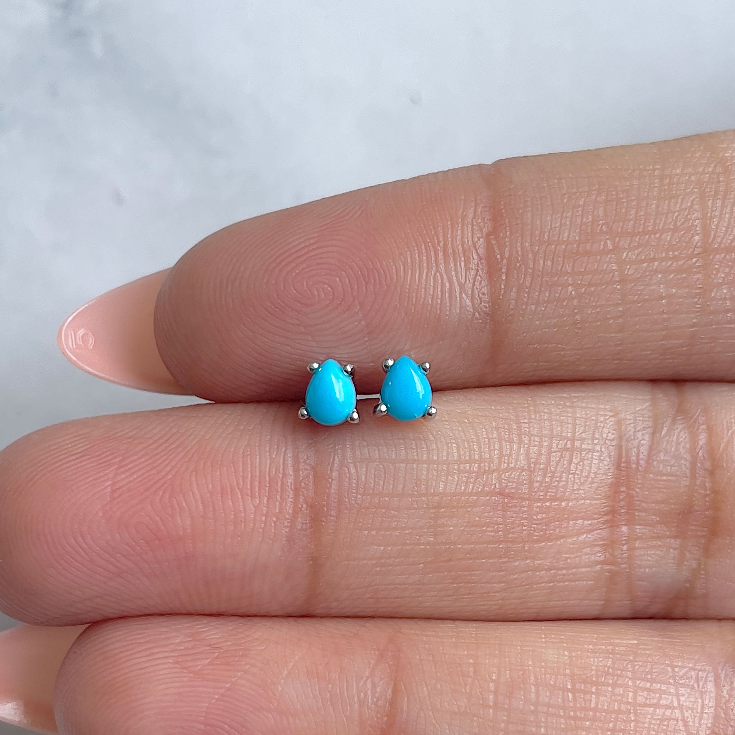 Turquoise Stud Earring-(TRQ-RDE-1114.)
