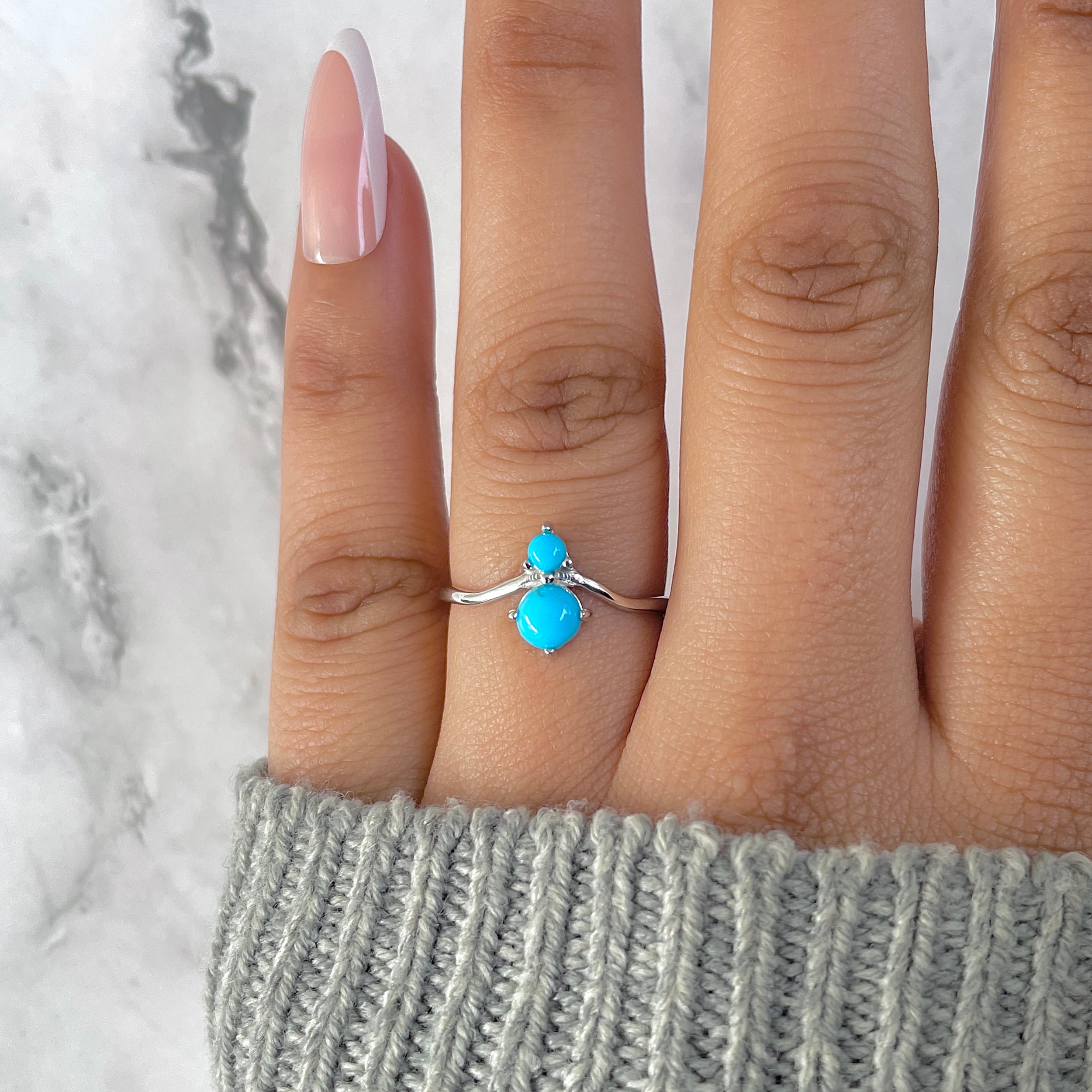 Turquoise & Blue Topaz Ring-(TRQ-RDR-1497.)