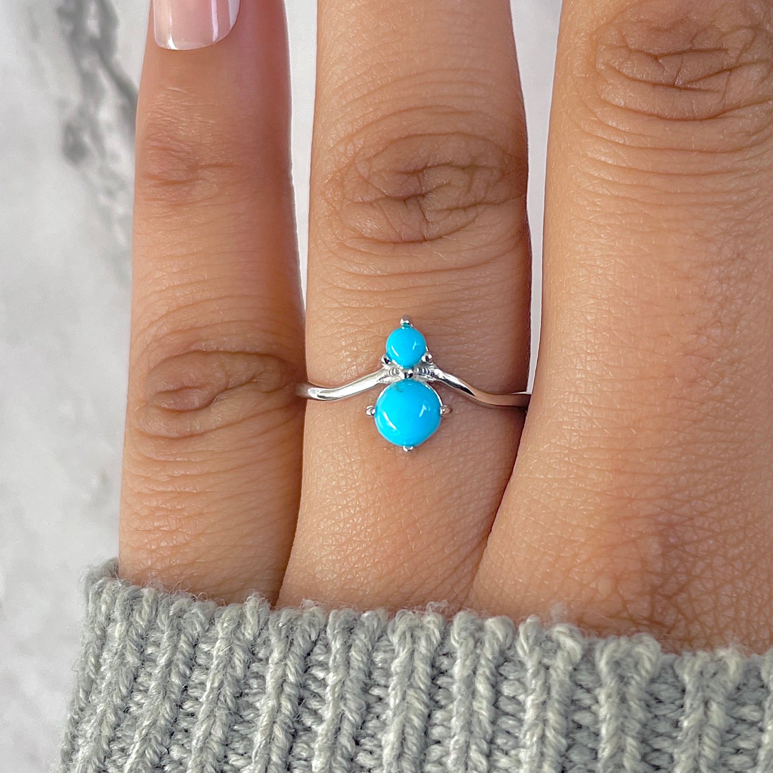 Turquoise & Blue Topaz Ring-(TRQ-RDR-1497.)