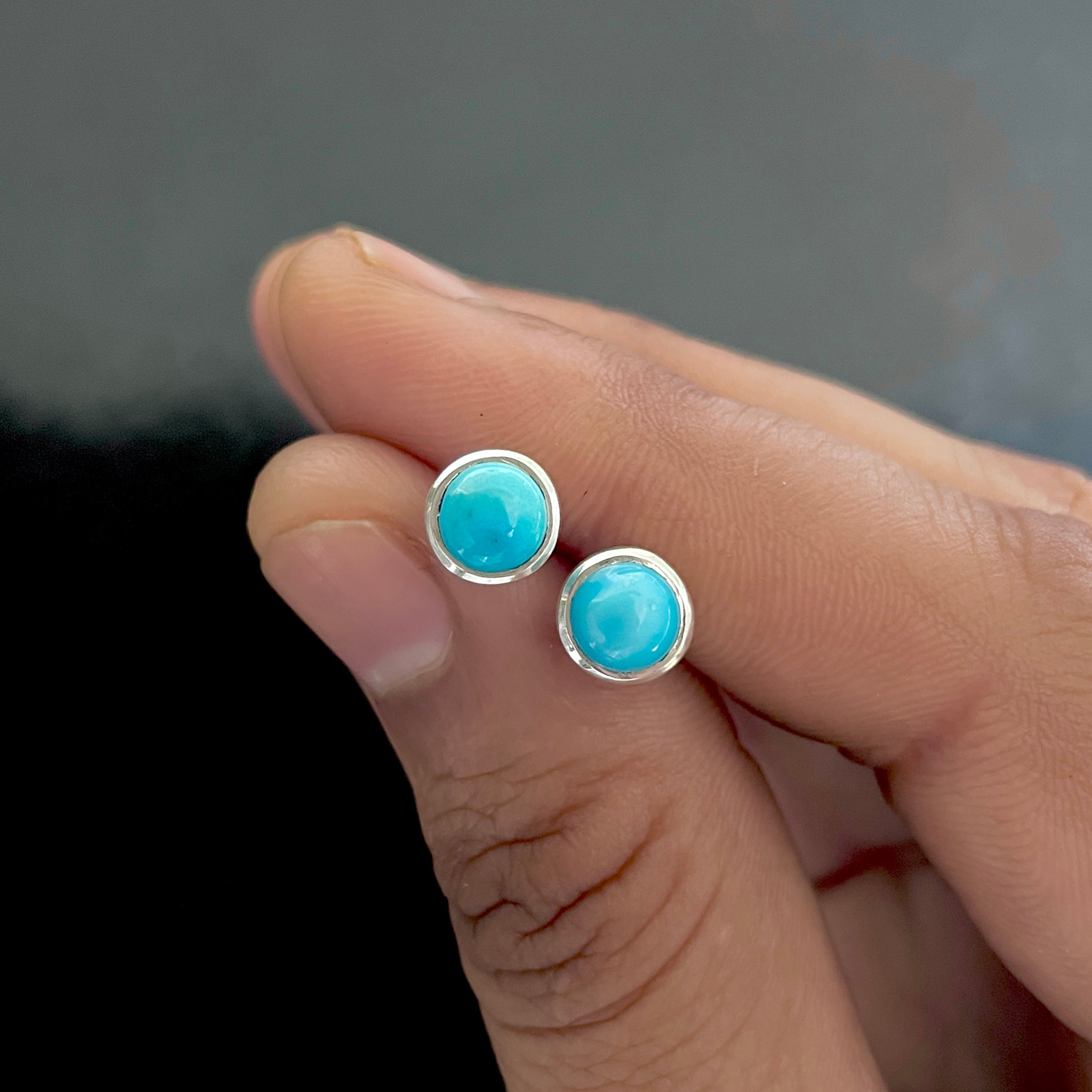 Turquoise Stud Earring-(TRQ-RDE-1073.)