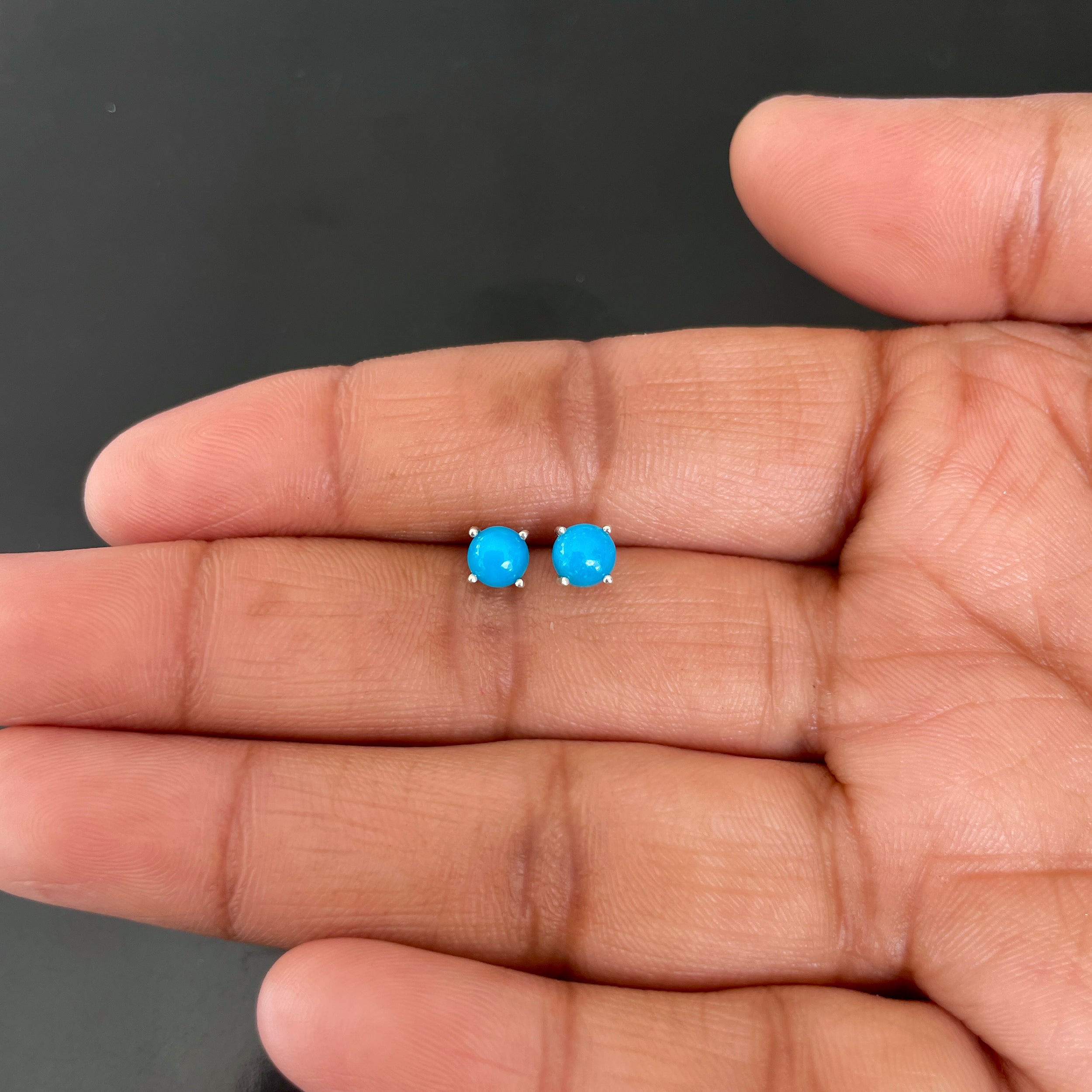 Turquoise Stud Earring-(TRQ-RDE-699.)
