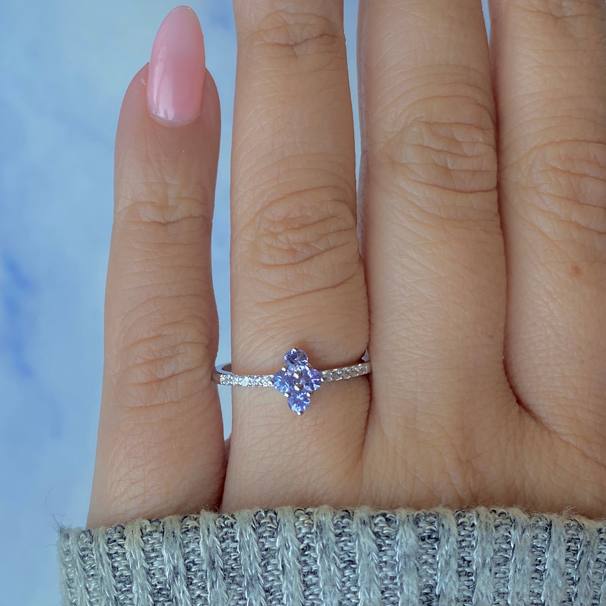 Tanzanite & White Topaz Ring-(TZN-RDR-2534.)