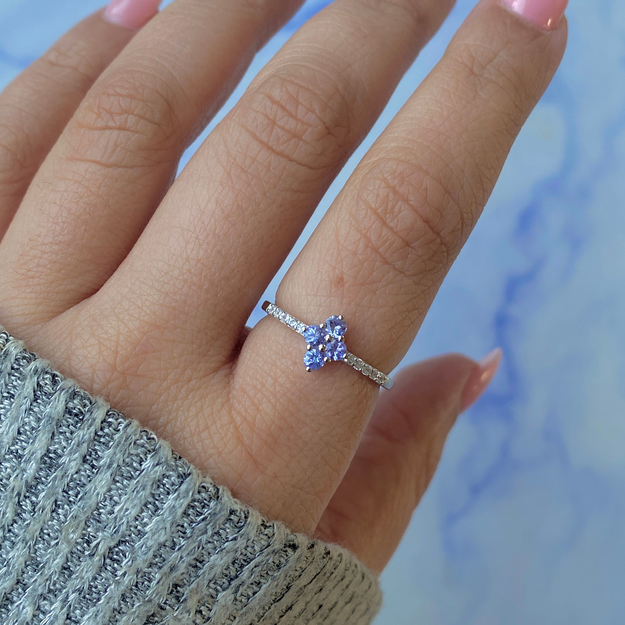 Tanzanite & White Topaz Ring-(TZN-RDR-2534.)