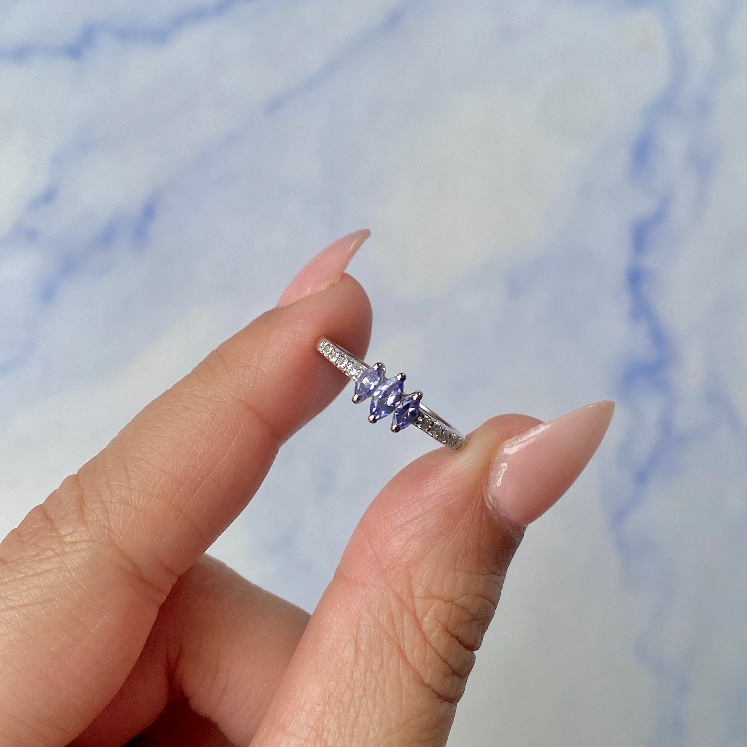 Tanzanite & White Topaz Ring-(TZN-RDR-2540.)
