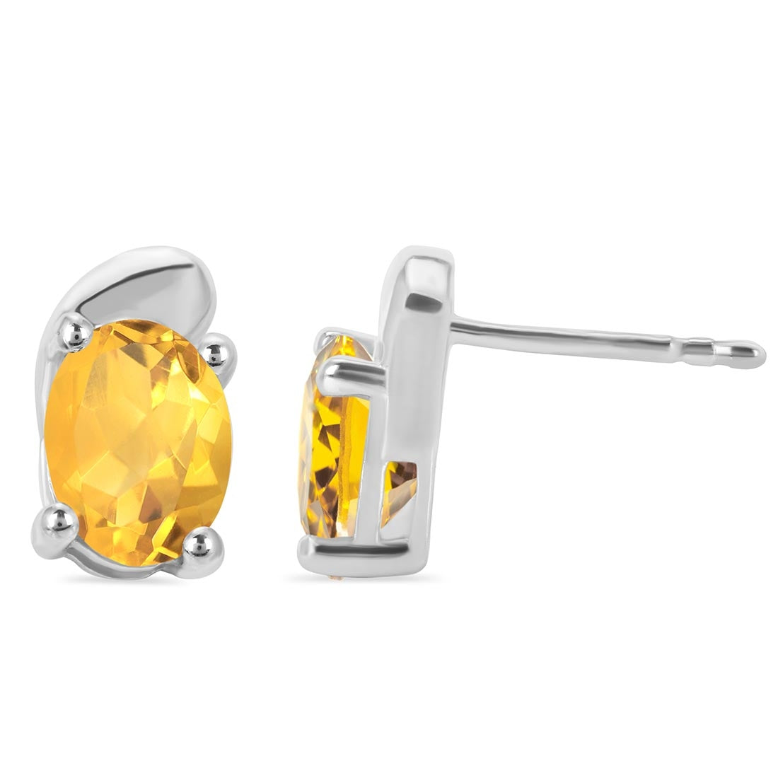 Citrine Stud Earring-(CIT-RDE-28.)