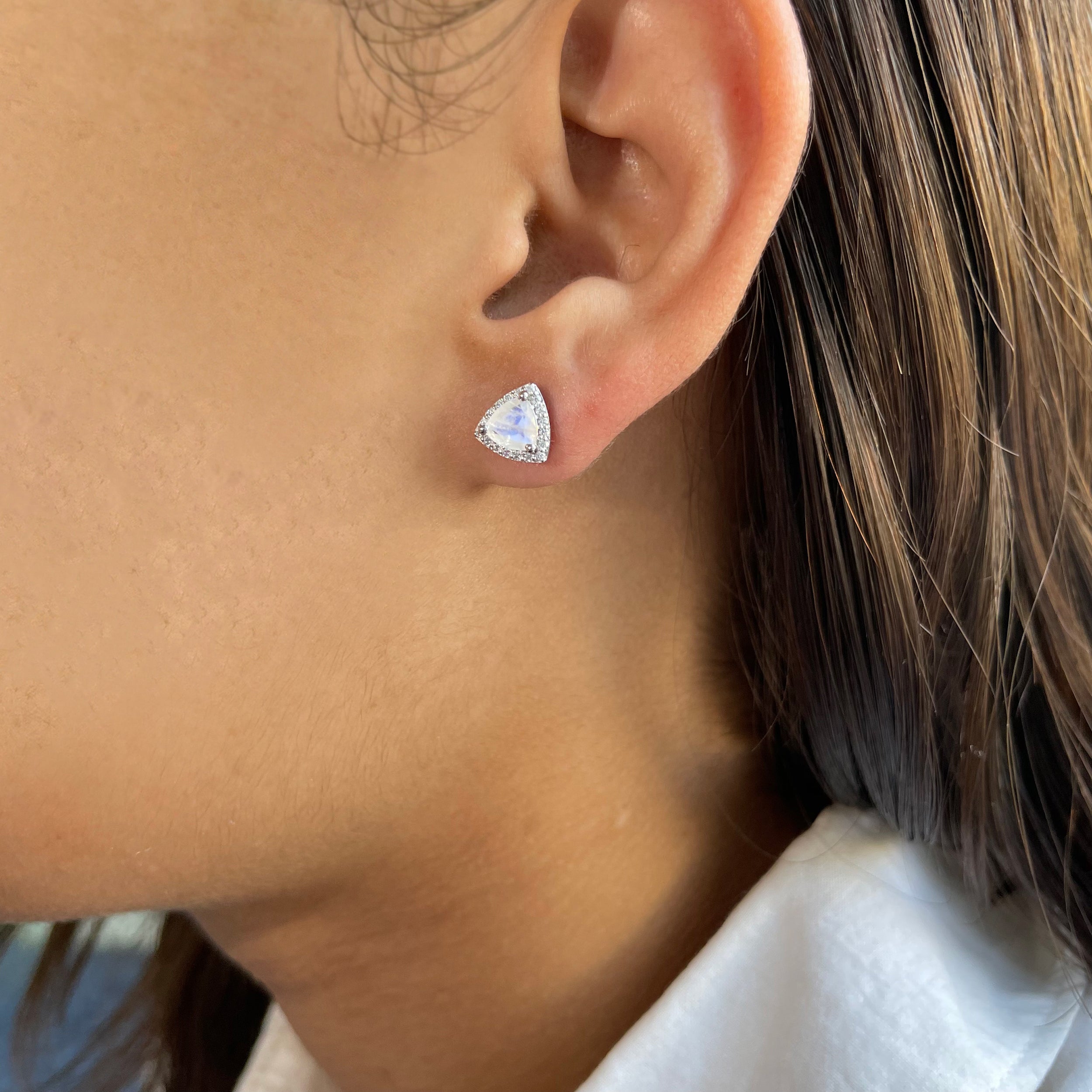 Moonstone & White Topaz Stud Earring-(RBM-RDE-1269.)