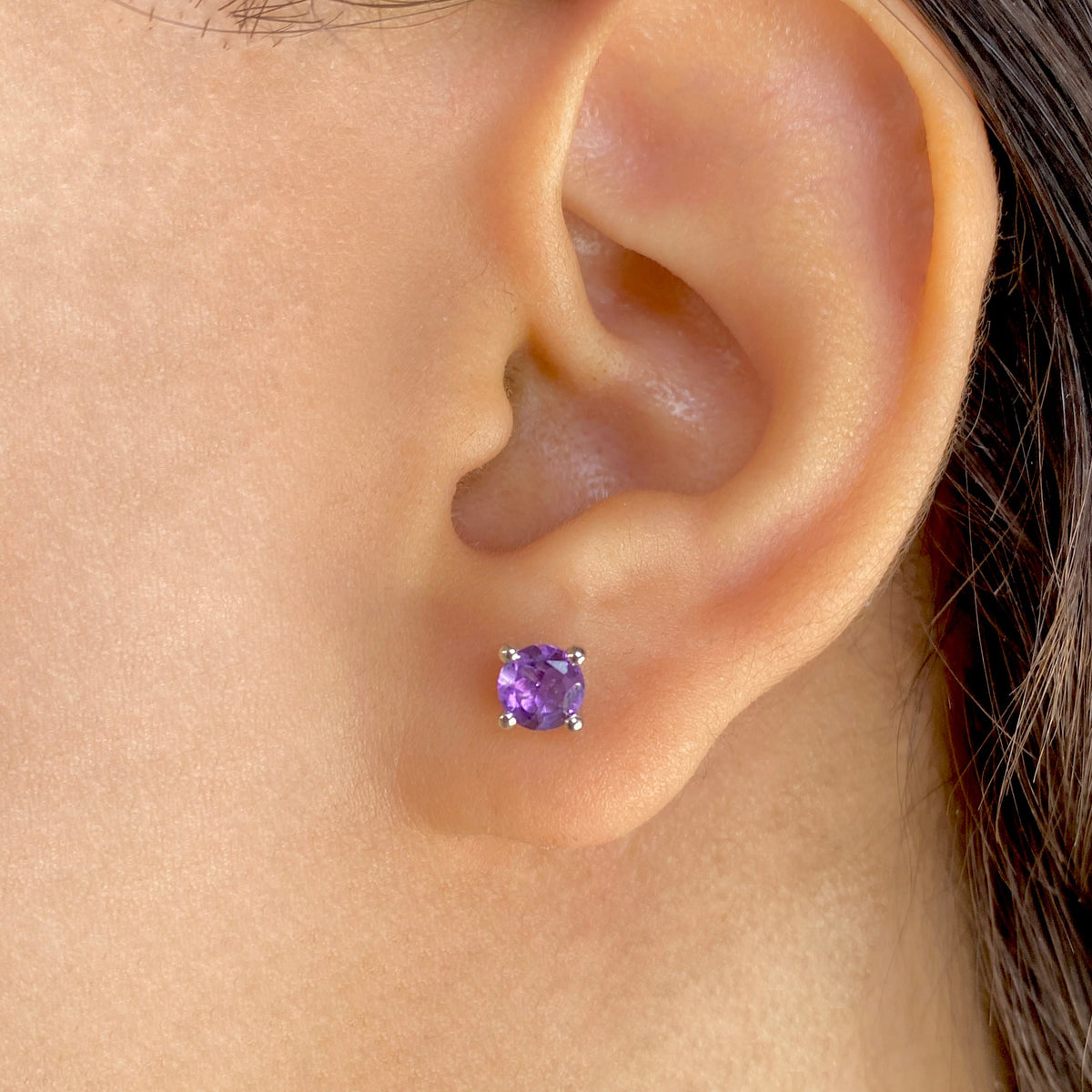 Amethyst Stud Earring-(AMT-RDE-1321.)