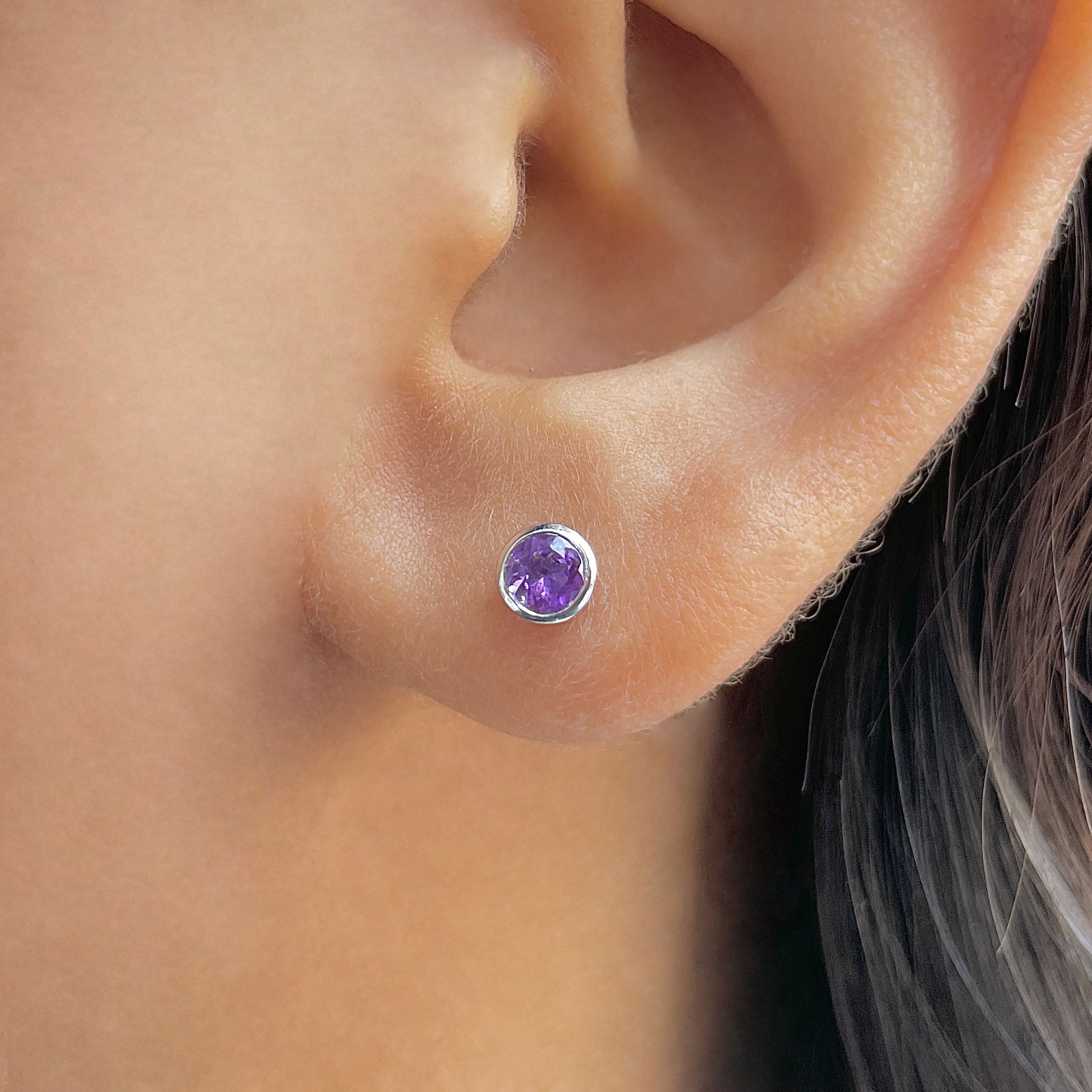 Amethyst Stud Earring-(AMT-RDE-1375.)