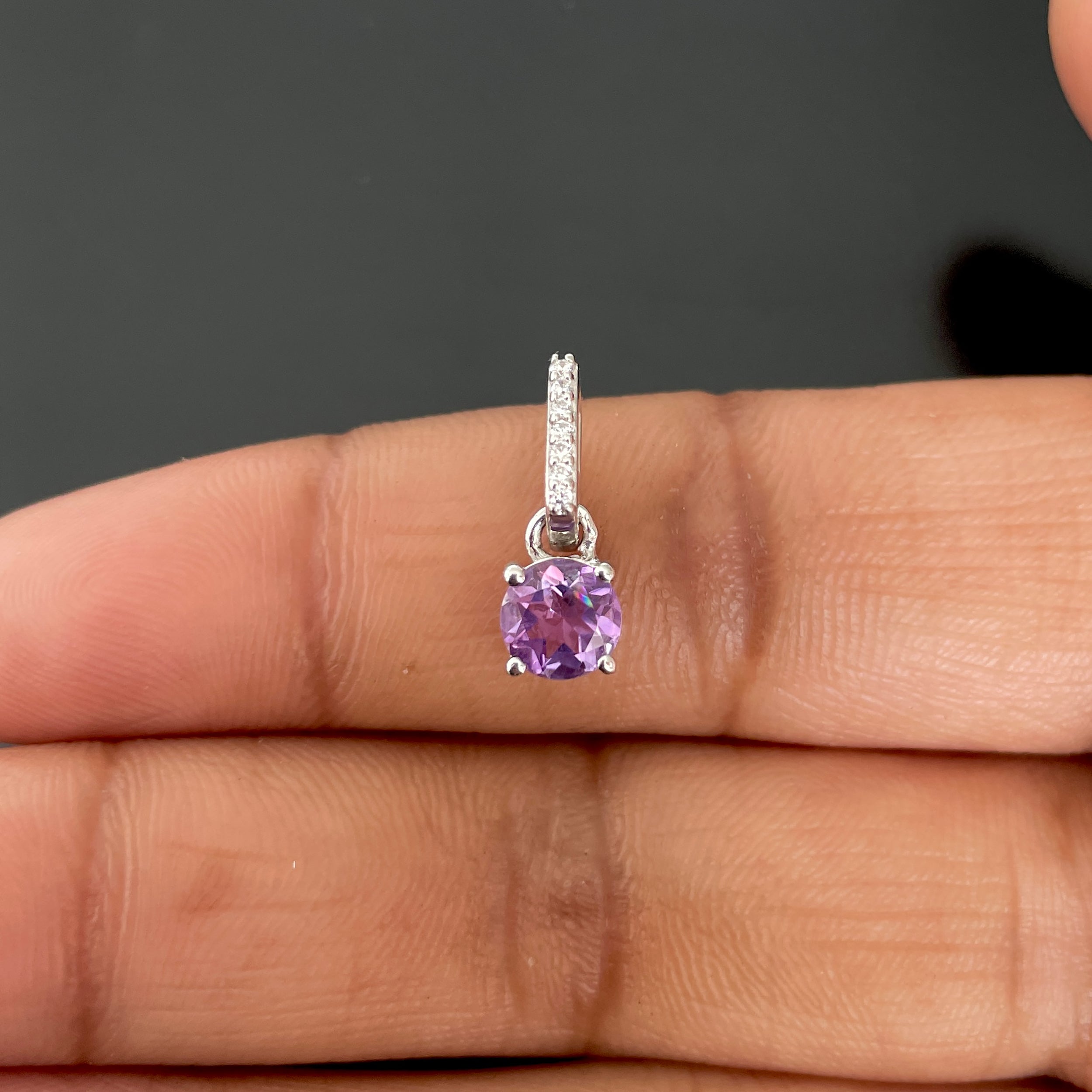 Amethyst & White Topaz Pendant-(AMT-RDP-549.)