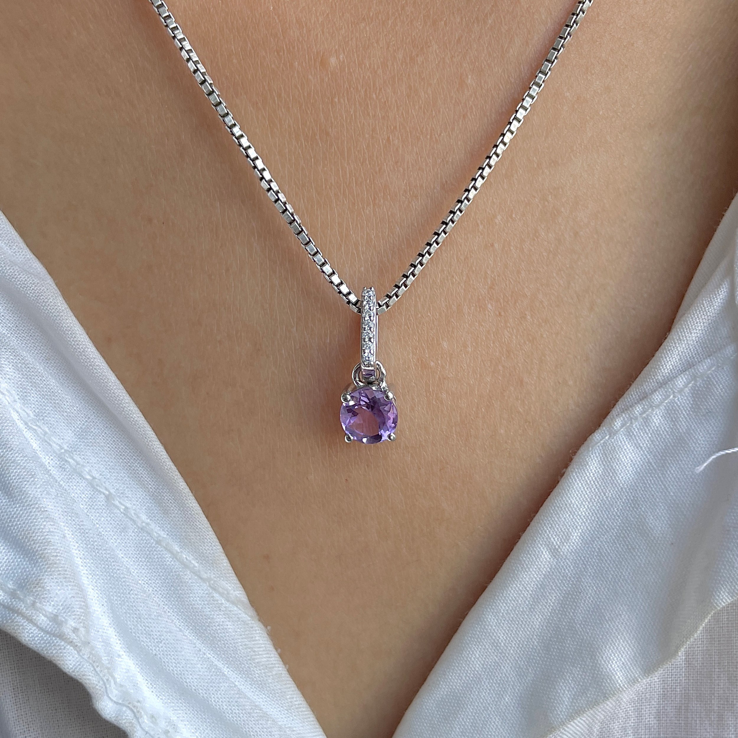 Amethyst & White Topaz Pendant-(AMT-RDP-549.)