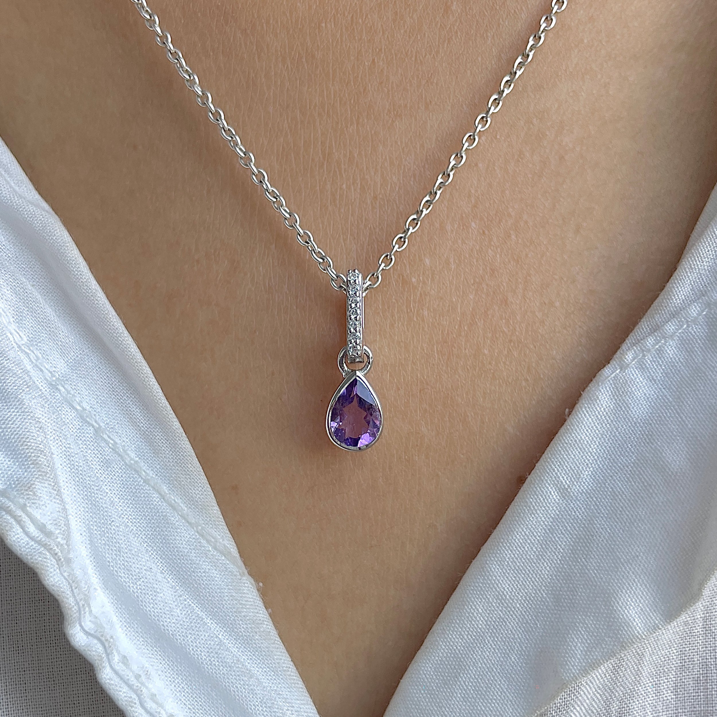 Amethyst & White Topaz Pendant-(AMT-RDP-779.)