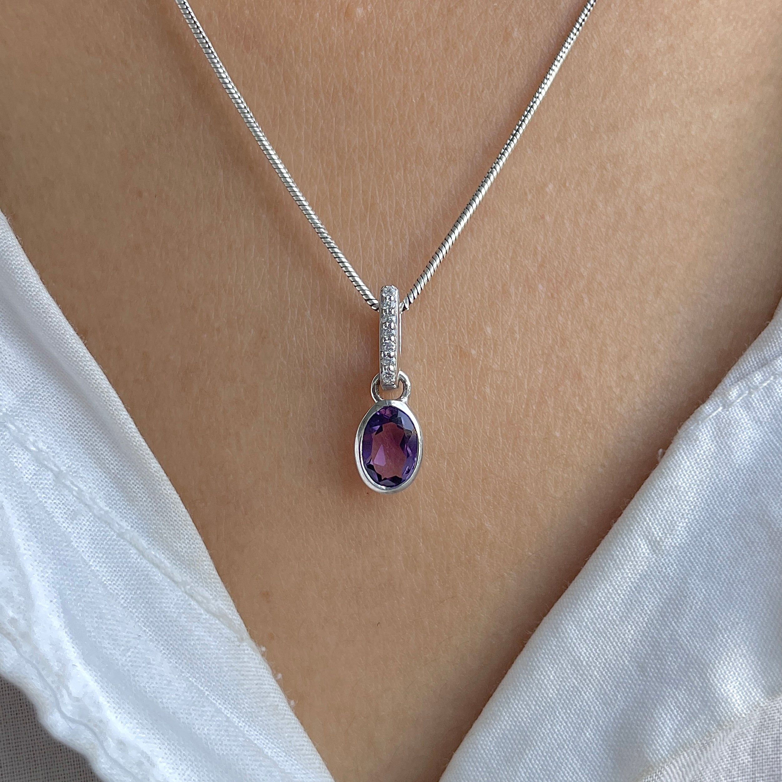 Amethyst & White Topaz Pendant-(AMT-RDP-780.)