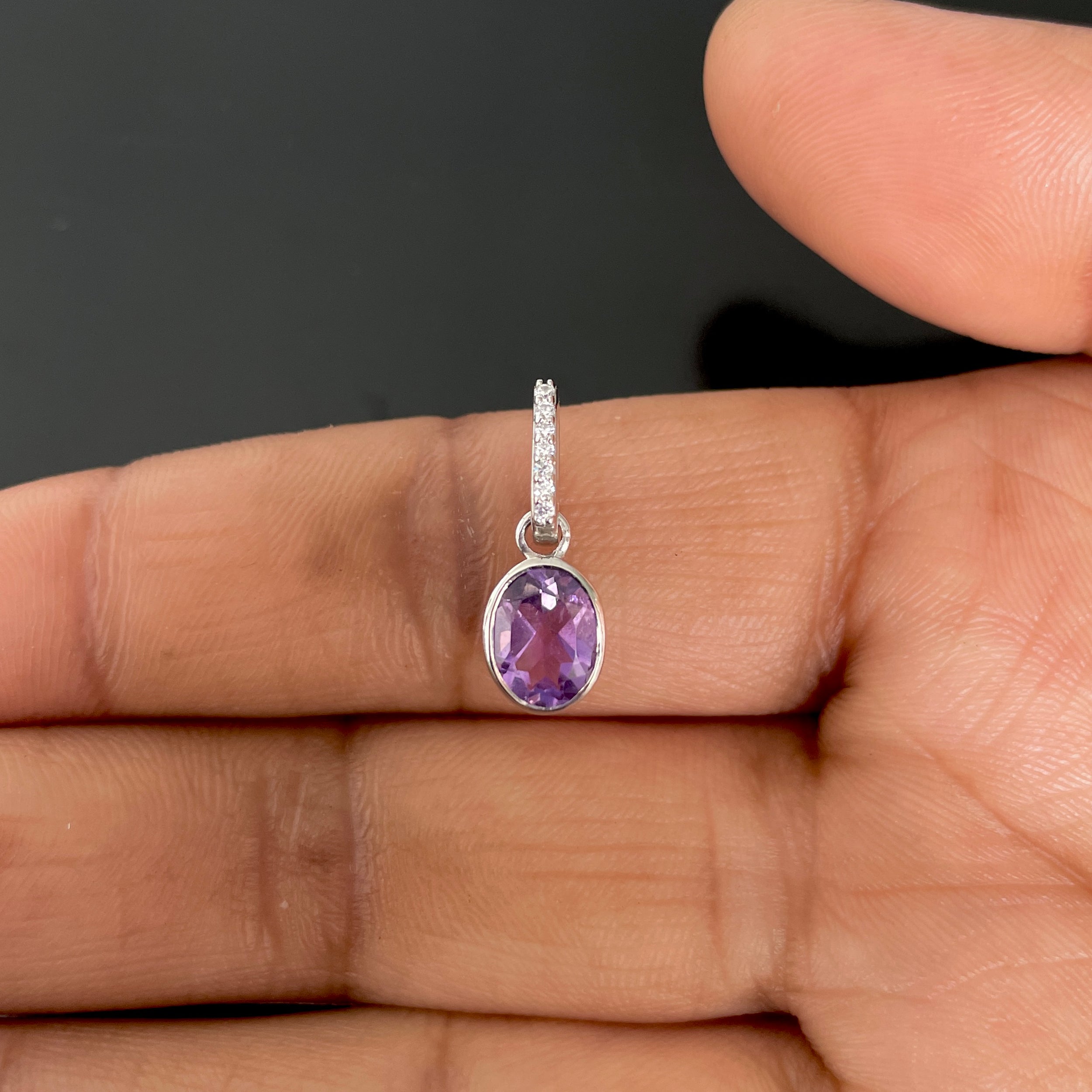 Amethyst & White Topaz Pendant-(AMT-RDP-792.)