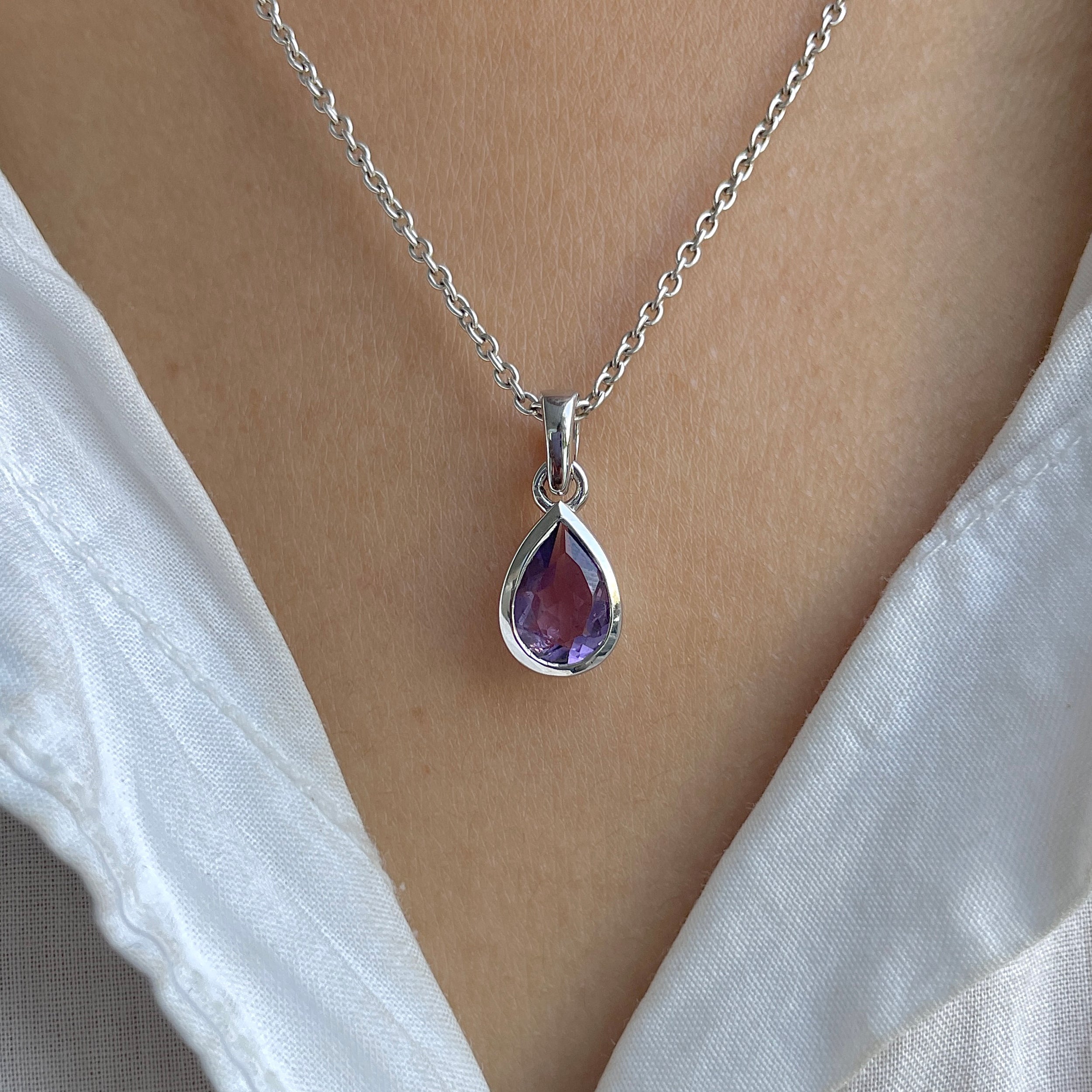 Amethyst & White Topaz Pendant-(AMT-RDP-956.)