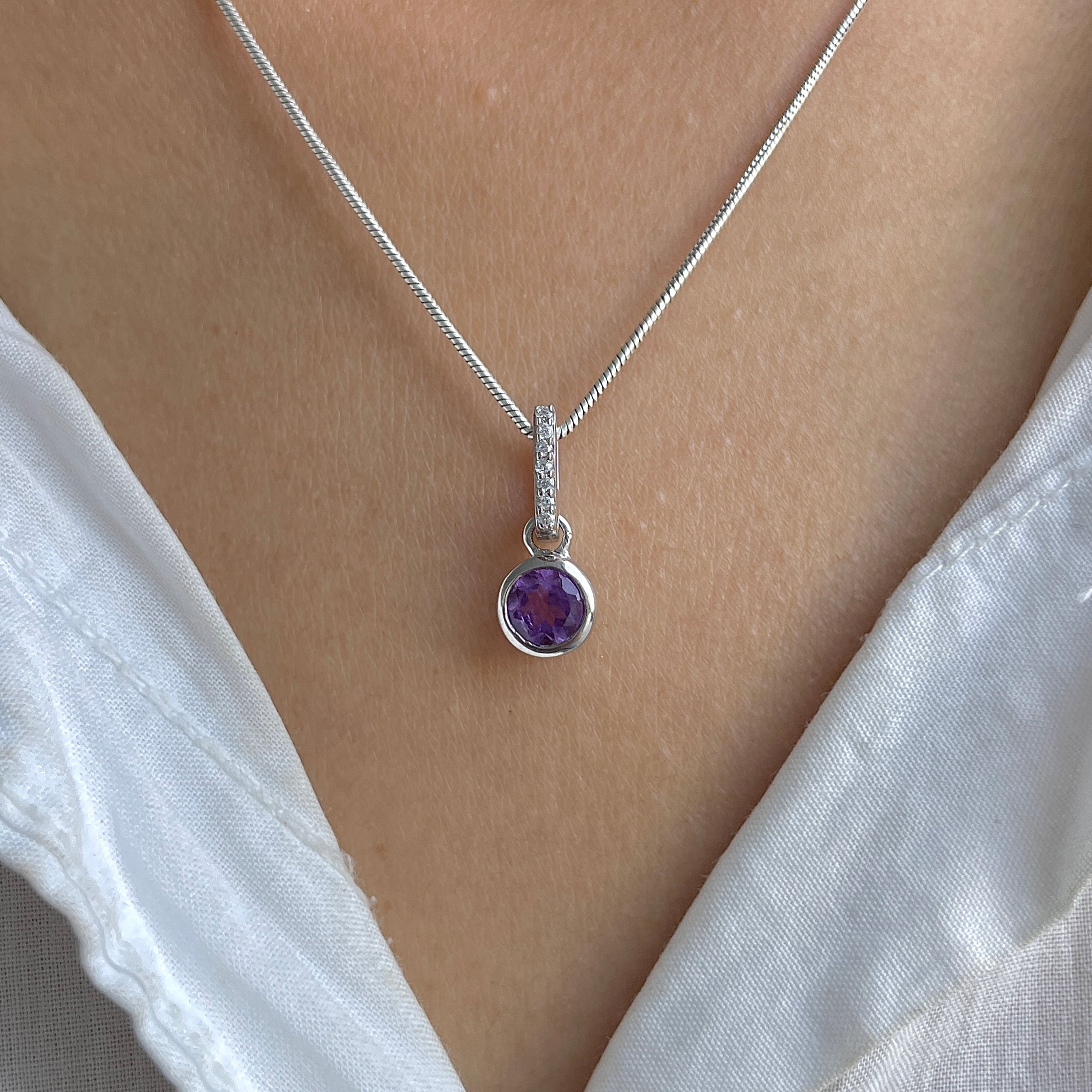 Amethyst & White Topaz Pendant-(AMT-RDP-957.)