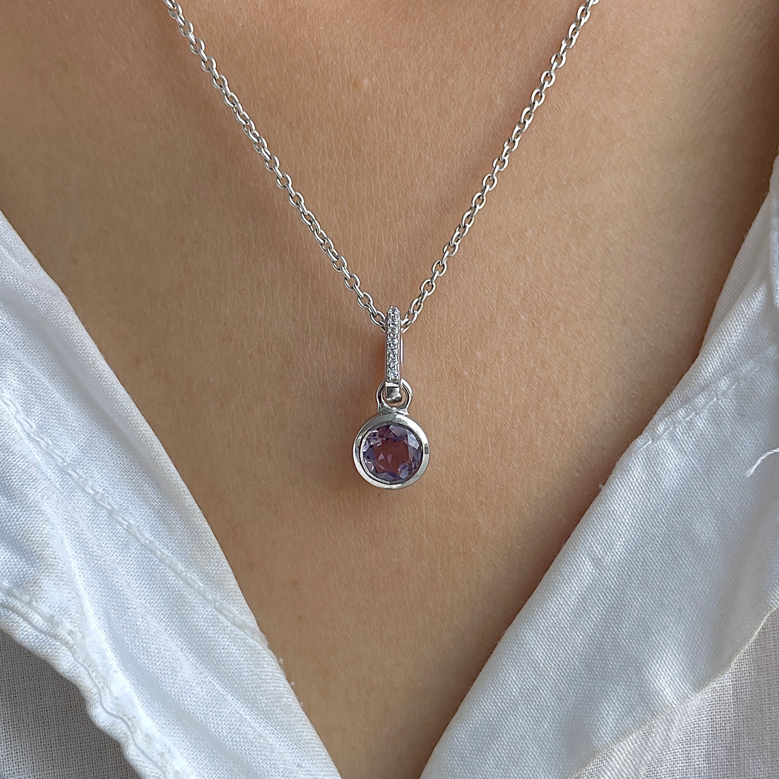 Amethyst & White Topaz Pendant-(AMT-RDP-958.)