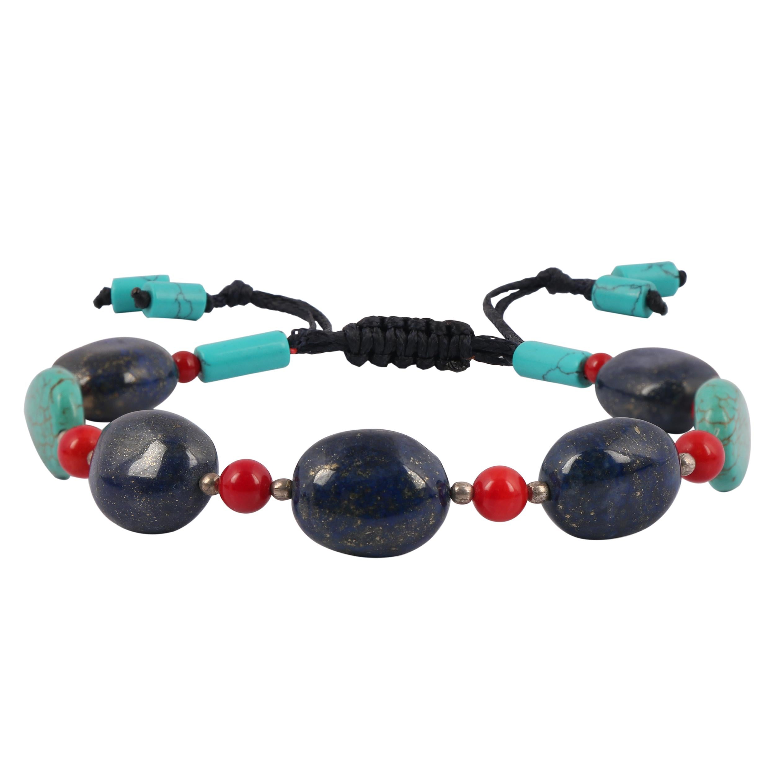 lapis-turquoise-red-coral-beaded-bracelet-bdd-11-108
