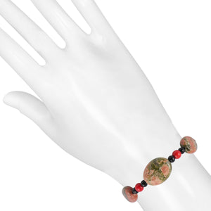 unakite-red-coral-beaded-bracelet-bdd-11-115