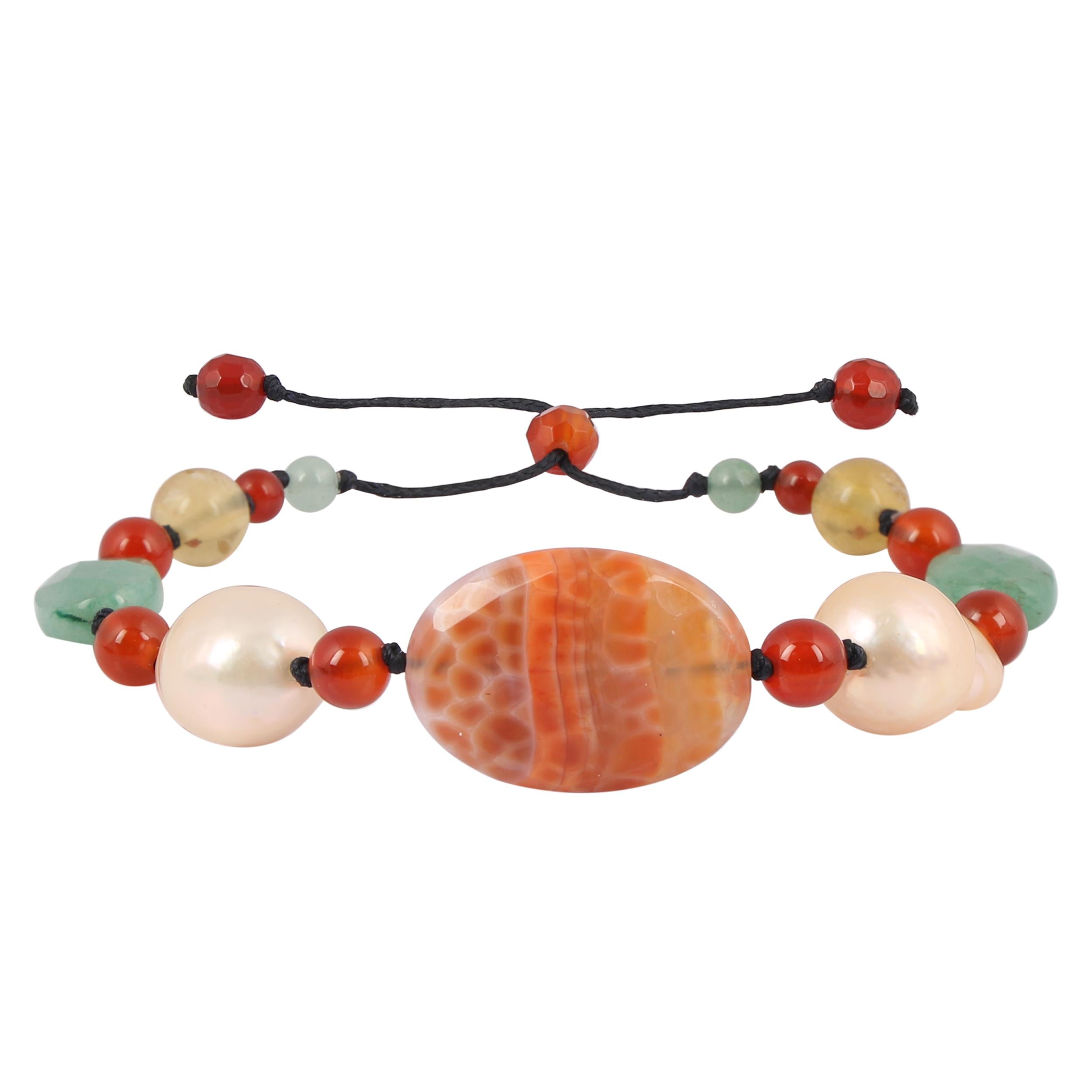 mexican-agate-carnelian-pearl-prehnite-beaded-bracelet-bdd-11-69