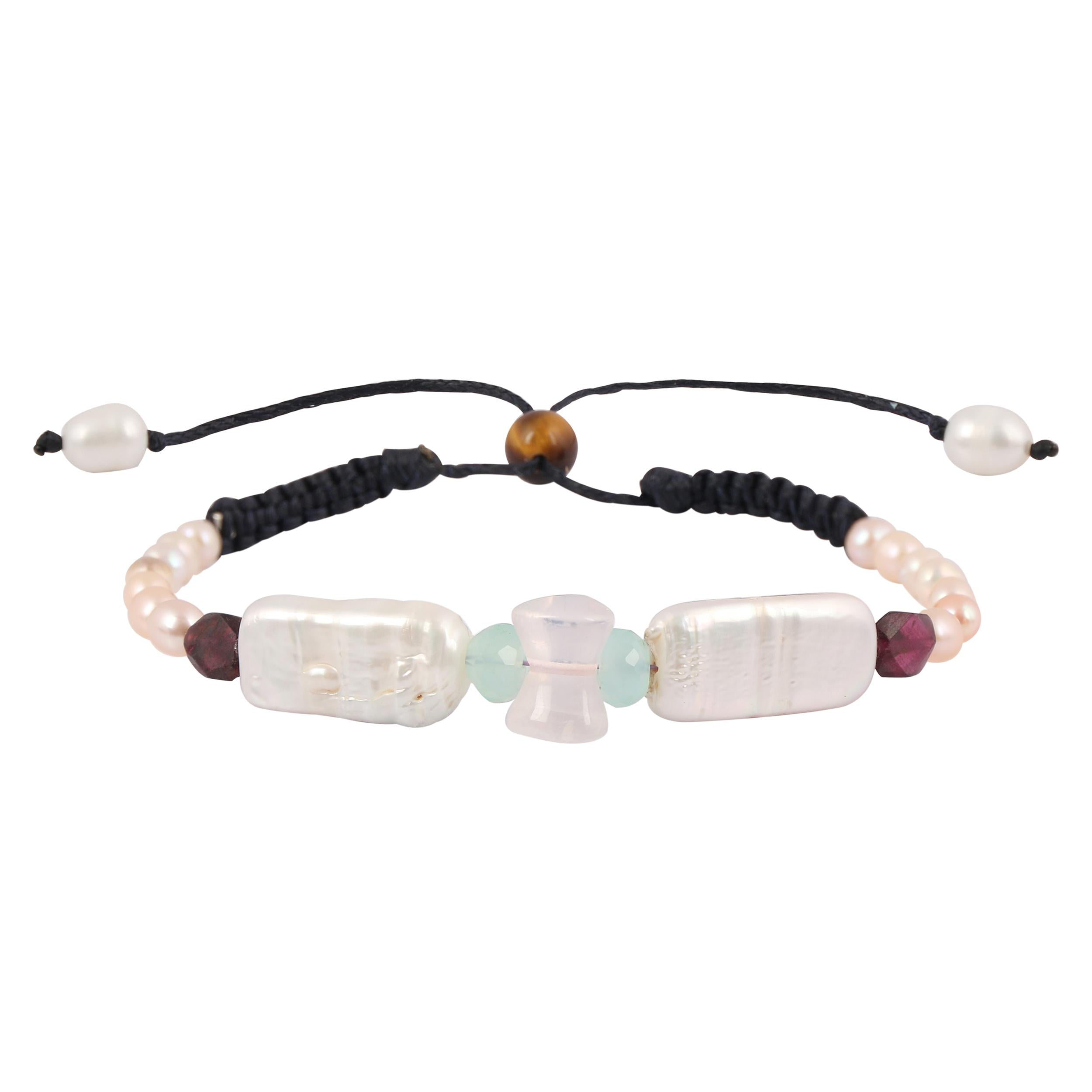 chalcedony-rose-quartz-pearl-garnet-beaded-bracelet-bdd-11-73