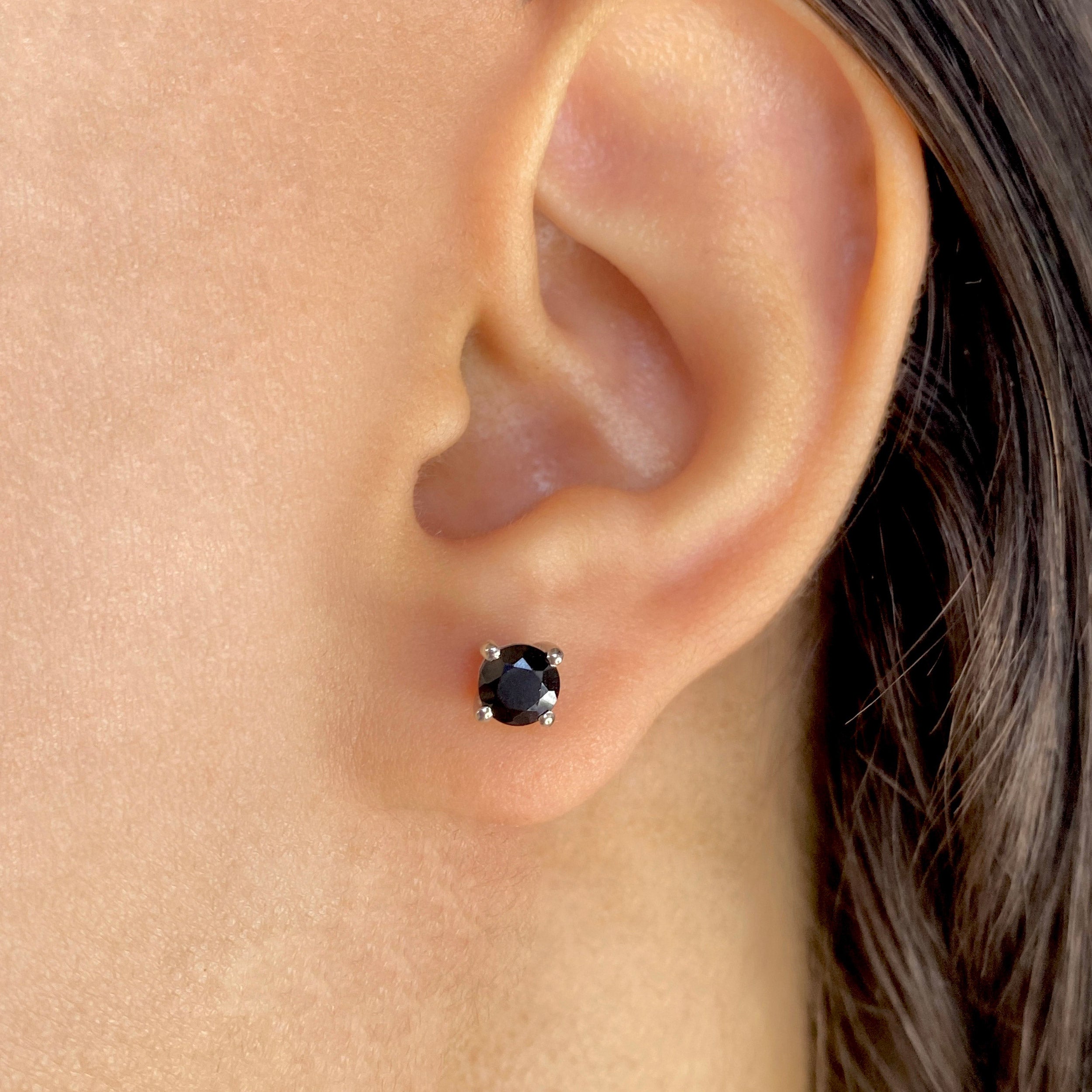 Black Tourmaline Stud Earring-(BLS-RDE-1321.)