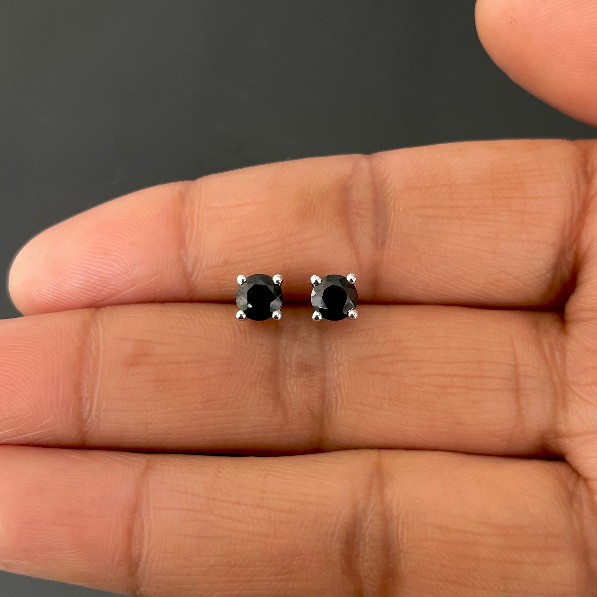 Black Tourmaline Stud Earring-(BLS-RDE-1321.)