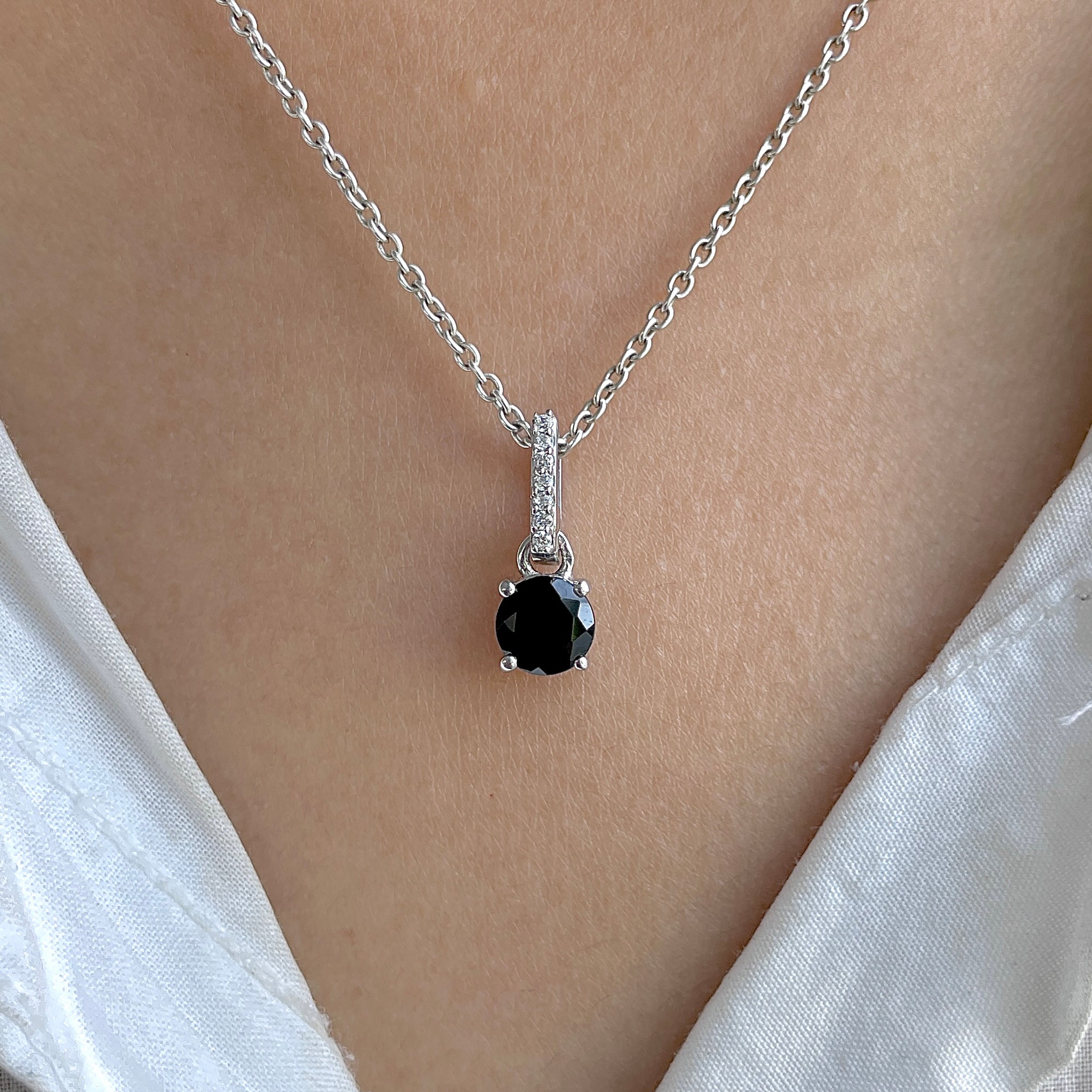 Black Tourmaline & White Topaz Pendant-(BLS-RDP-549.)