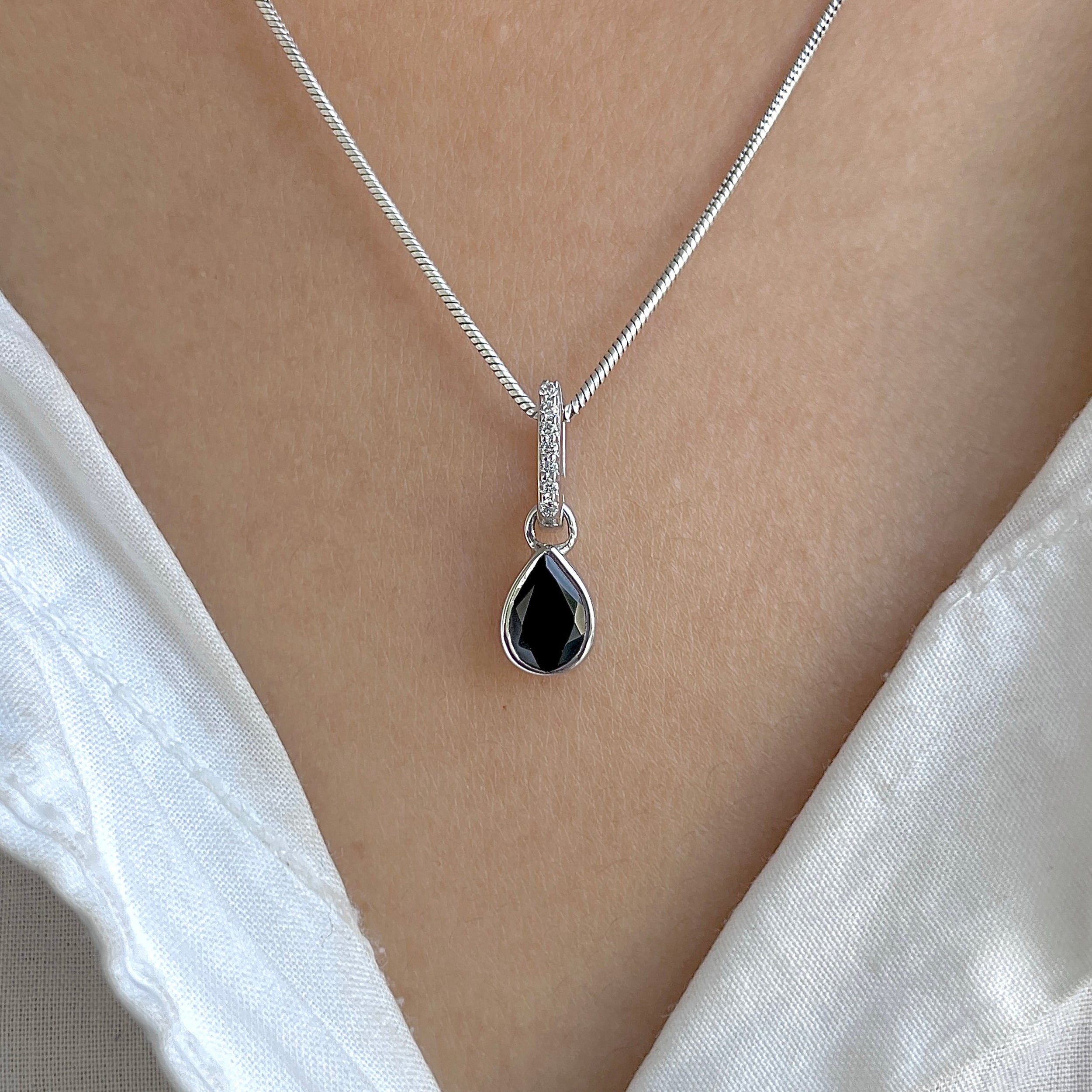 Black Tourmaline & White Topaz Pendant-(BLS-RDP-779.)
