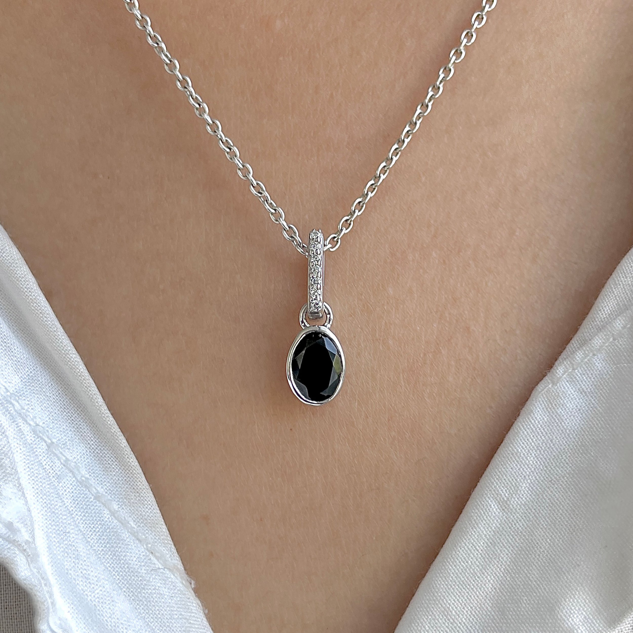 Black Tourmaline & White Topaz Pendant-(BLS-RDP-780.)